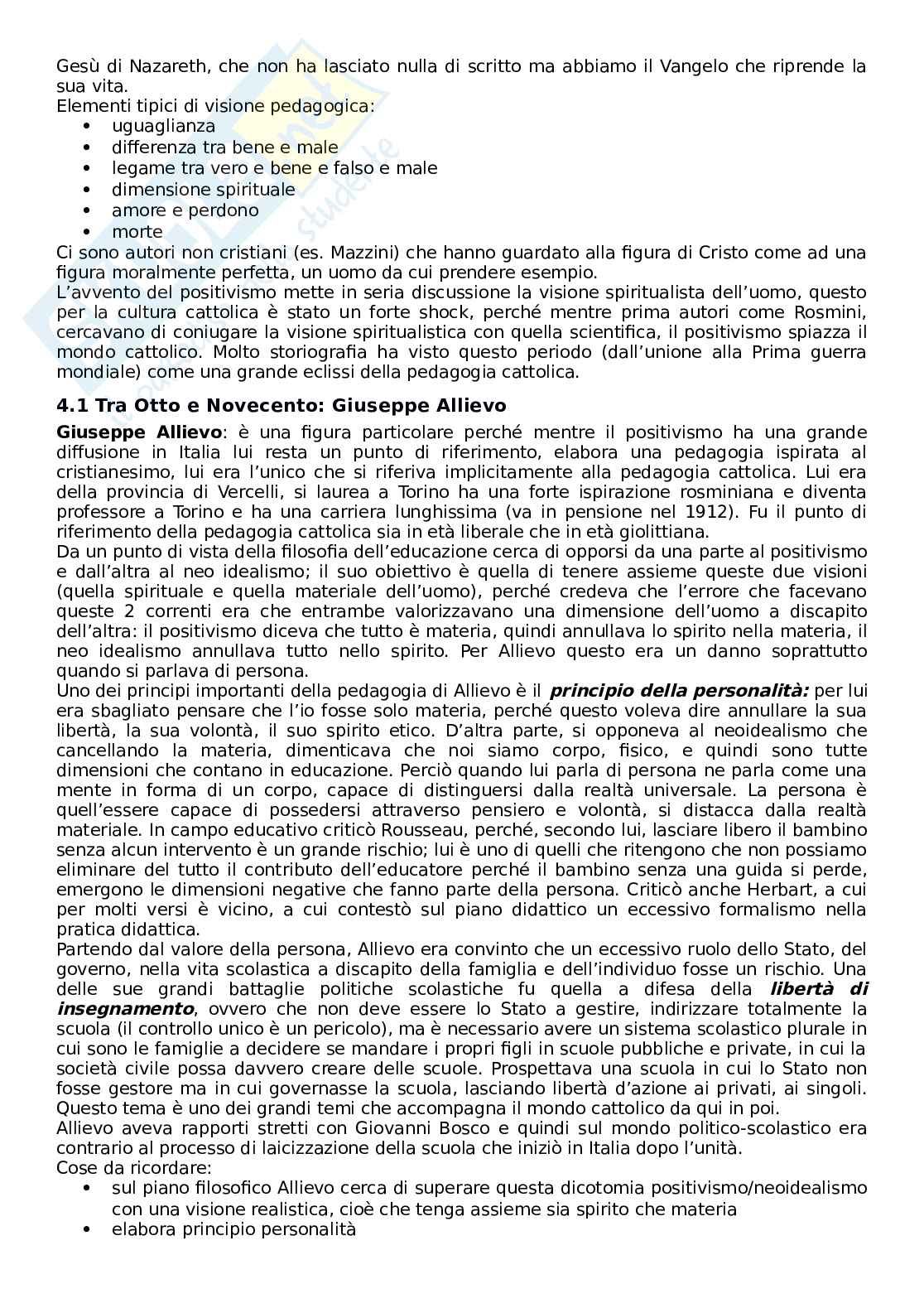 Riassunto esame Storia della pedagogia e delle Istituzioni educative, Prof. Marrone Andrea, libro consigliato Novecento pedagogico e nuovo millennio, Chiosso Pag. 31