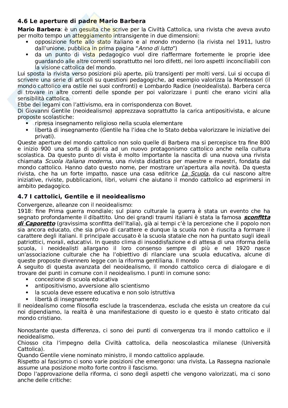Riassunto esame Storia della pedagogia e delle Istituzioni educative, Prof. Marrone Andrea, libro consigliato Novecento pedagogico e nuovo millennio, Chiosso Pag. 36