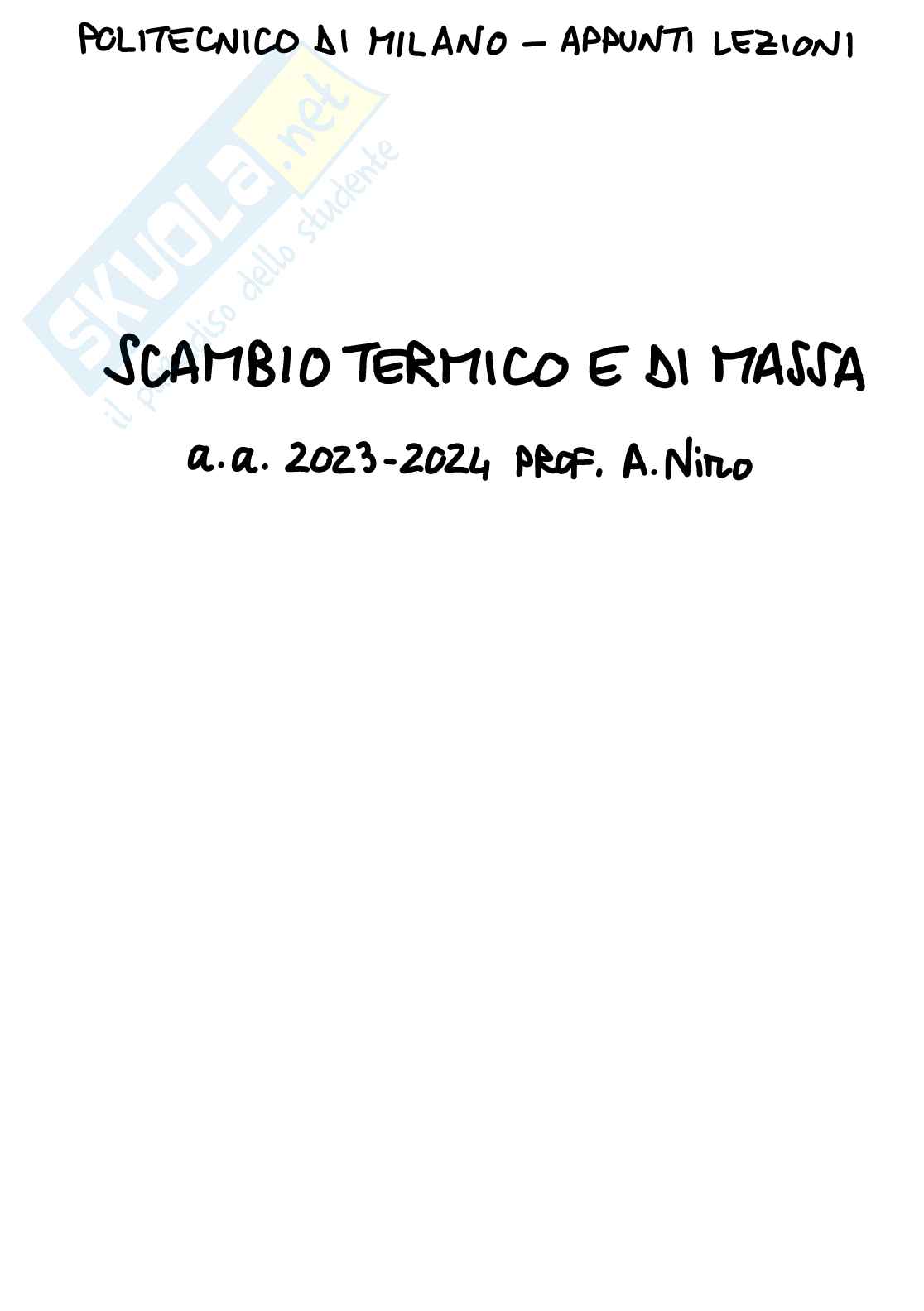 Scambio termico e di massa  Pag. 1