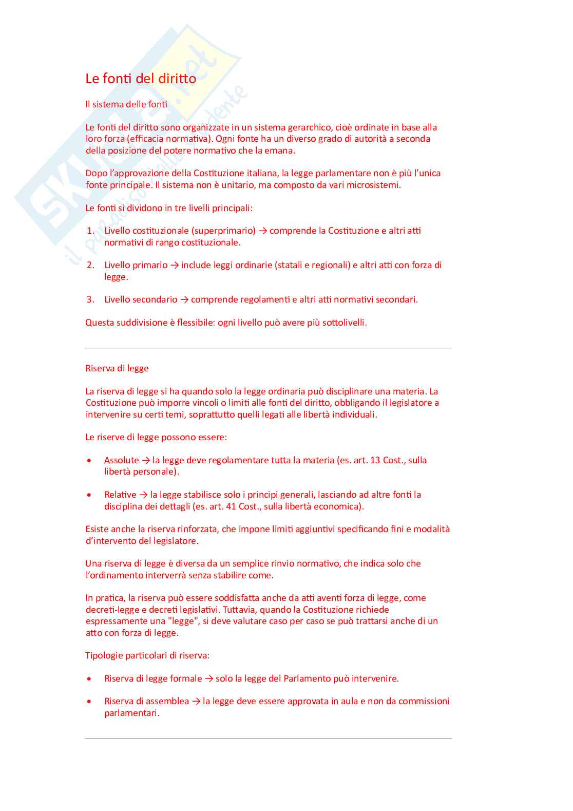 Fonti del diritto Pag. 1