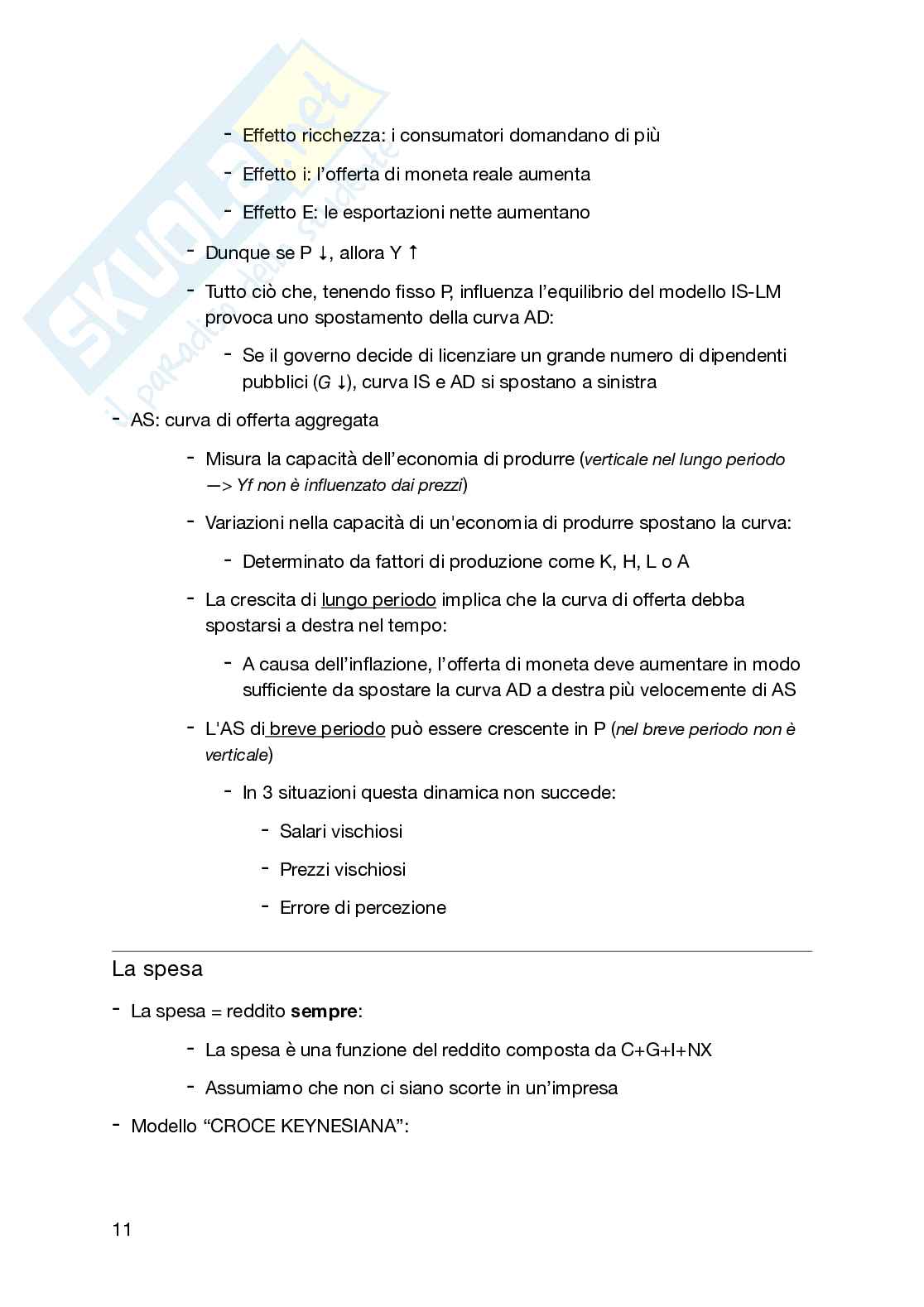 Schema di Macroeconomia per istituzioni di Economia politica Pag. 11