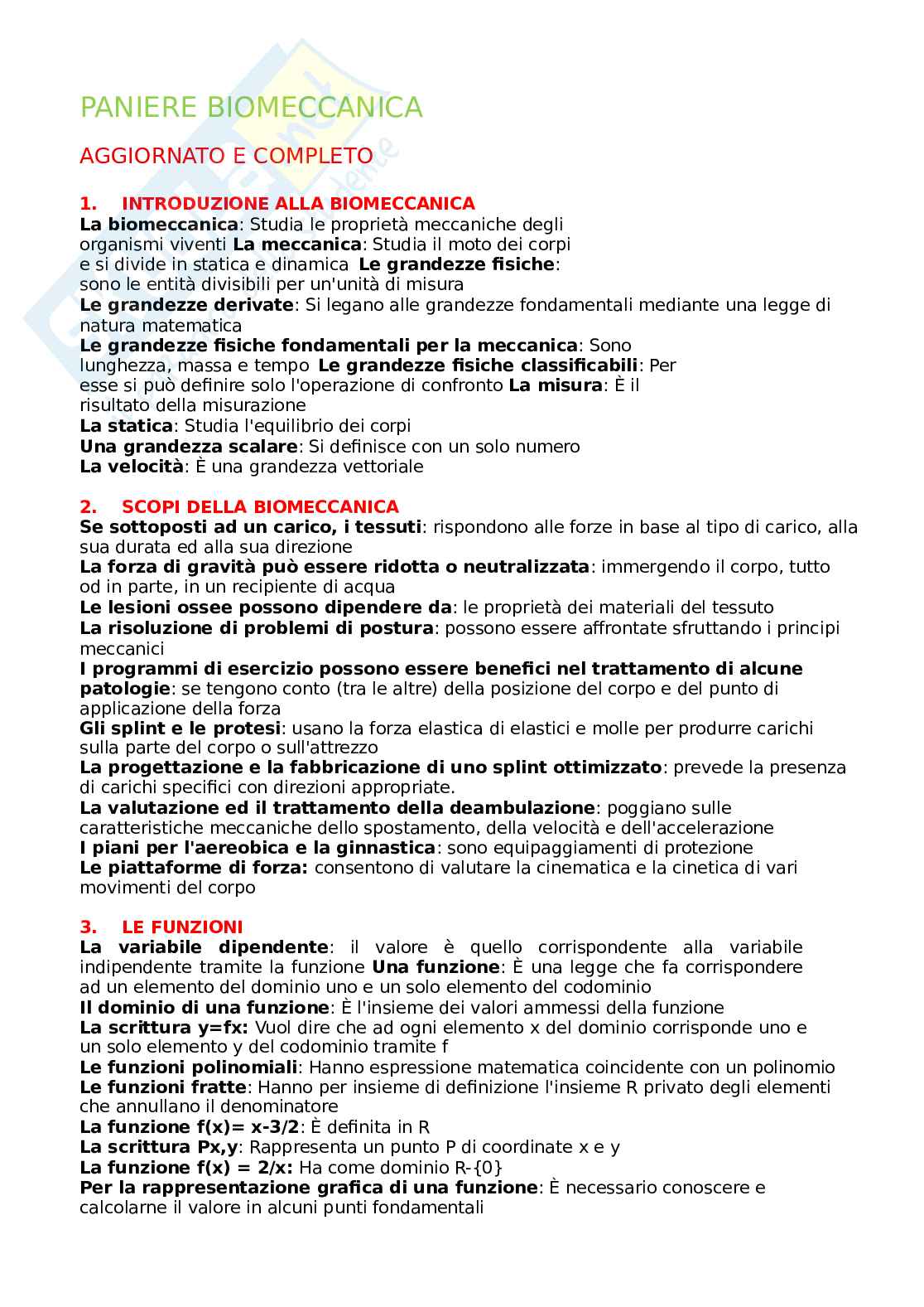 Paniere Biomeccanica - Fondamenti di biomeccanica del movimento umano, aggiornato e completo Pag. 1