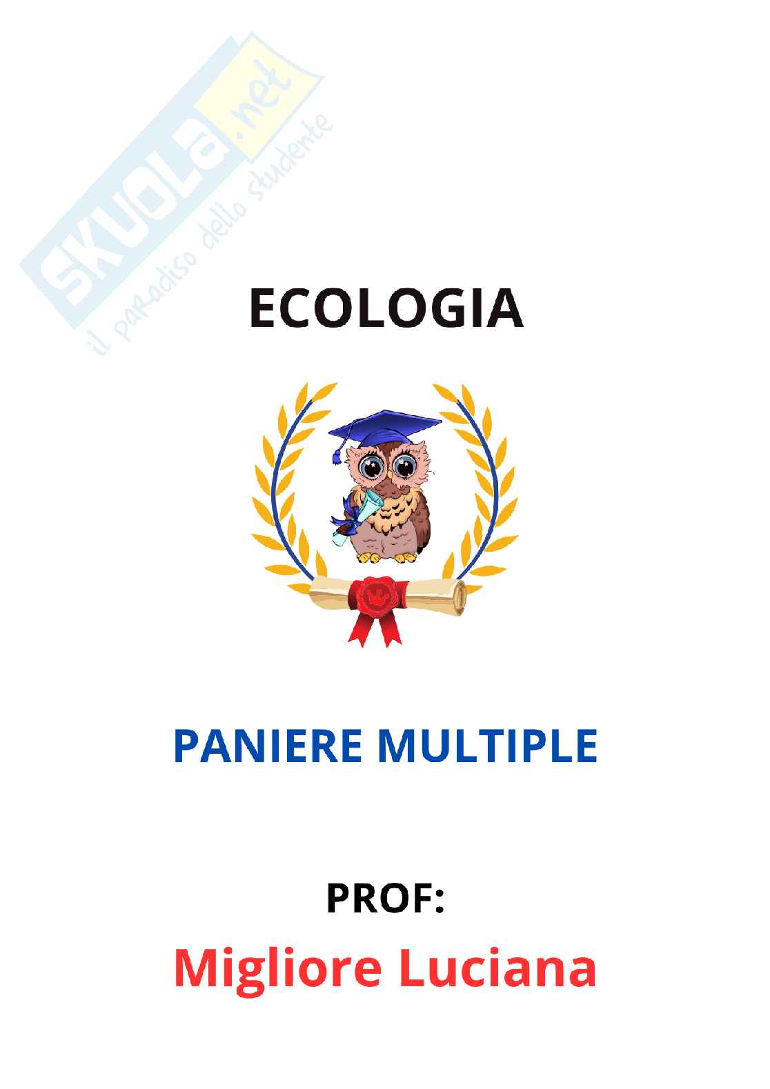 Paniere Ecologia  - Risposte multiple - aggiornato (2026) Pag. 1