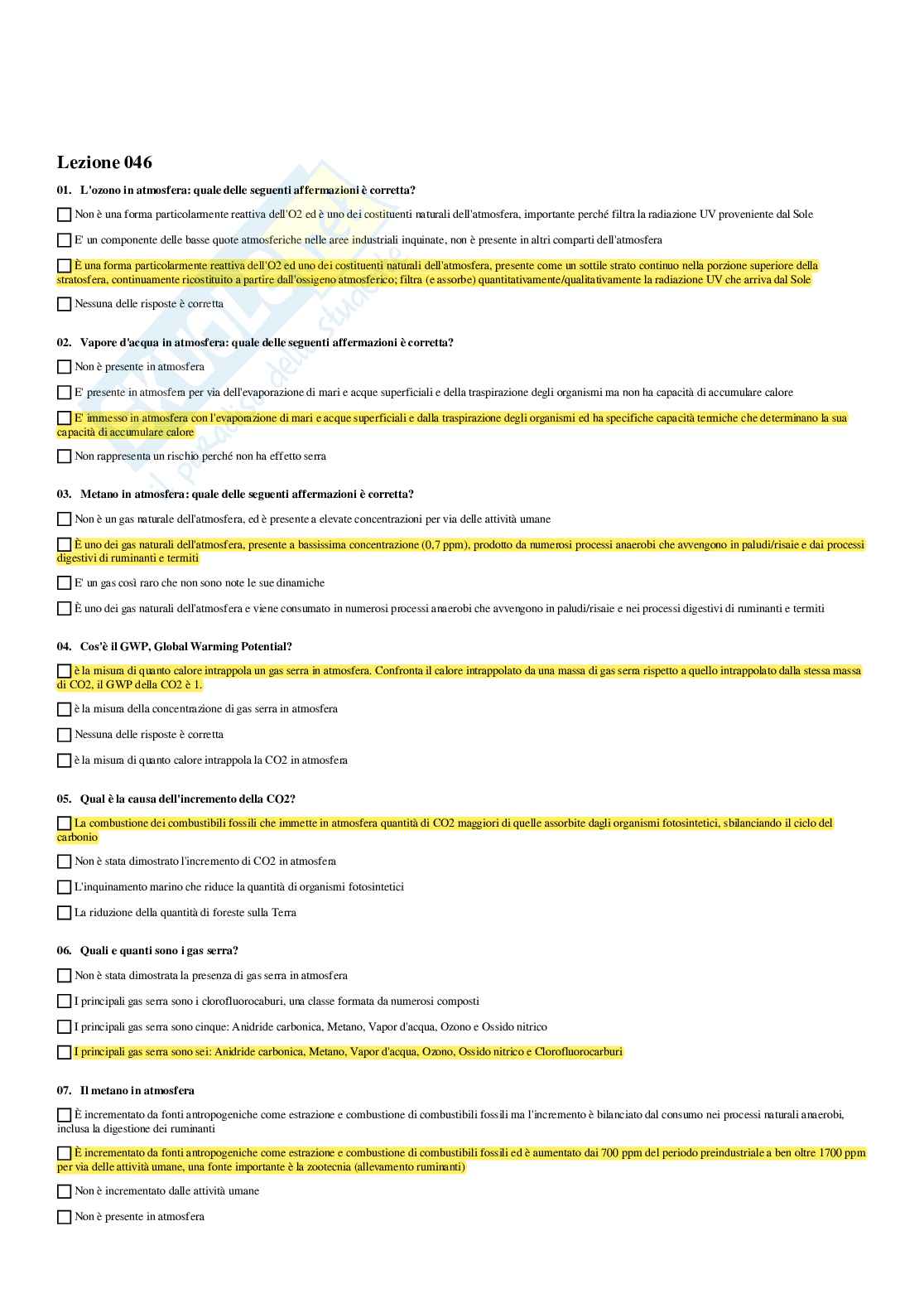 Paniere Ecologia  - Risposte multiple - aggiornato (2026) Pag. 46