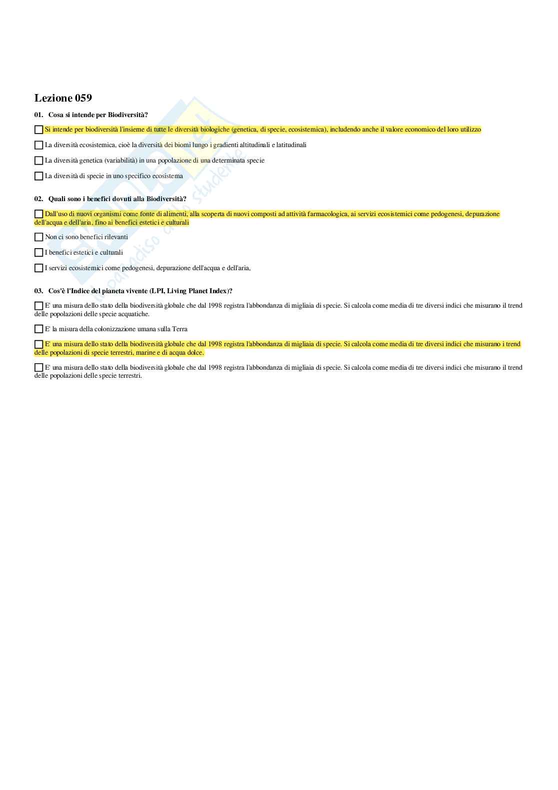Paniere Ecologia  - Risposte multiple - aggiornato (2026) Pag. 61