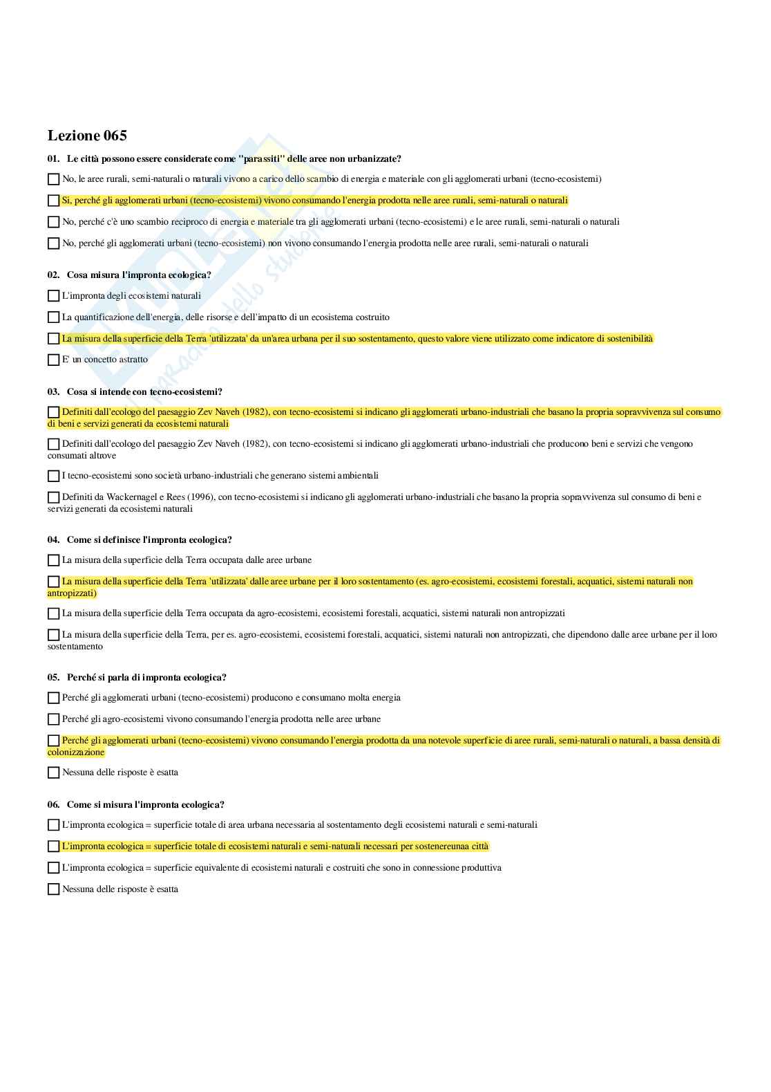 Paniere Ecologia  - Risposte multiple - aggiornato (2026) Pag. 66