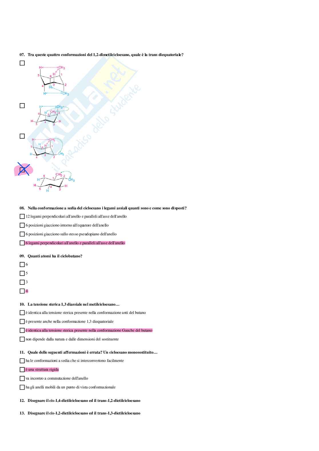 Paniere Chimica organica - Risposte multiple - aggiornato (2026) Pag. 16