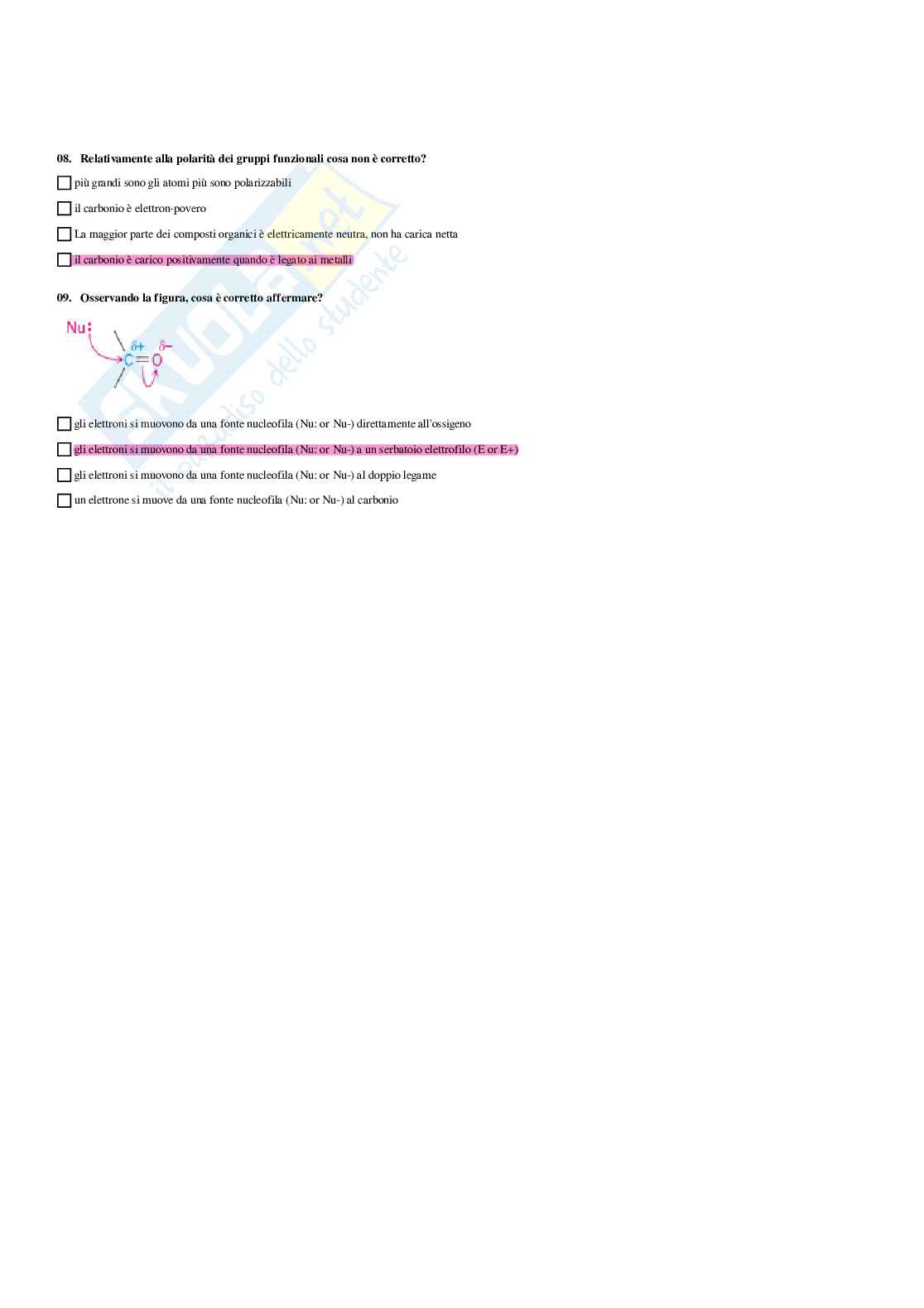 Paniere Chimica organica - Risposte multiple - aggiornato (2026) Pag. 21