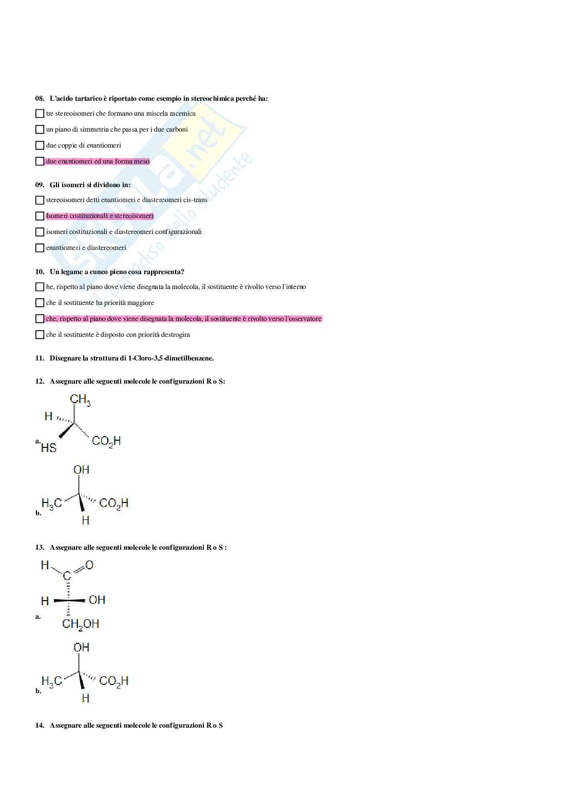 Paniere Chimica organica - Risposte multiple - aggiornato (2026) Pag. 31