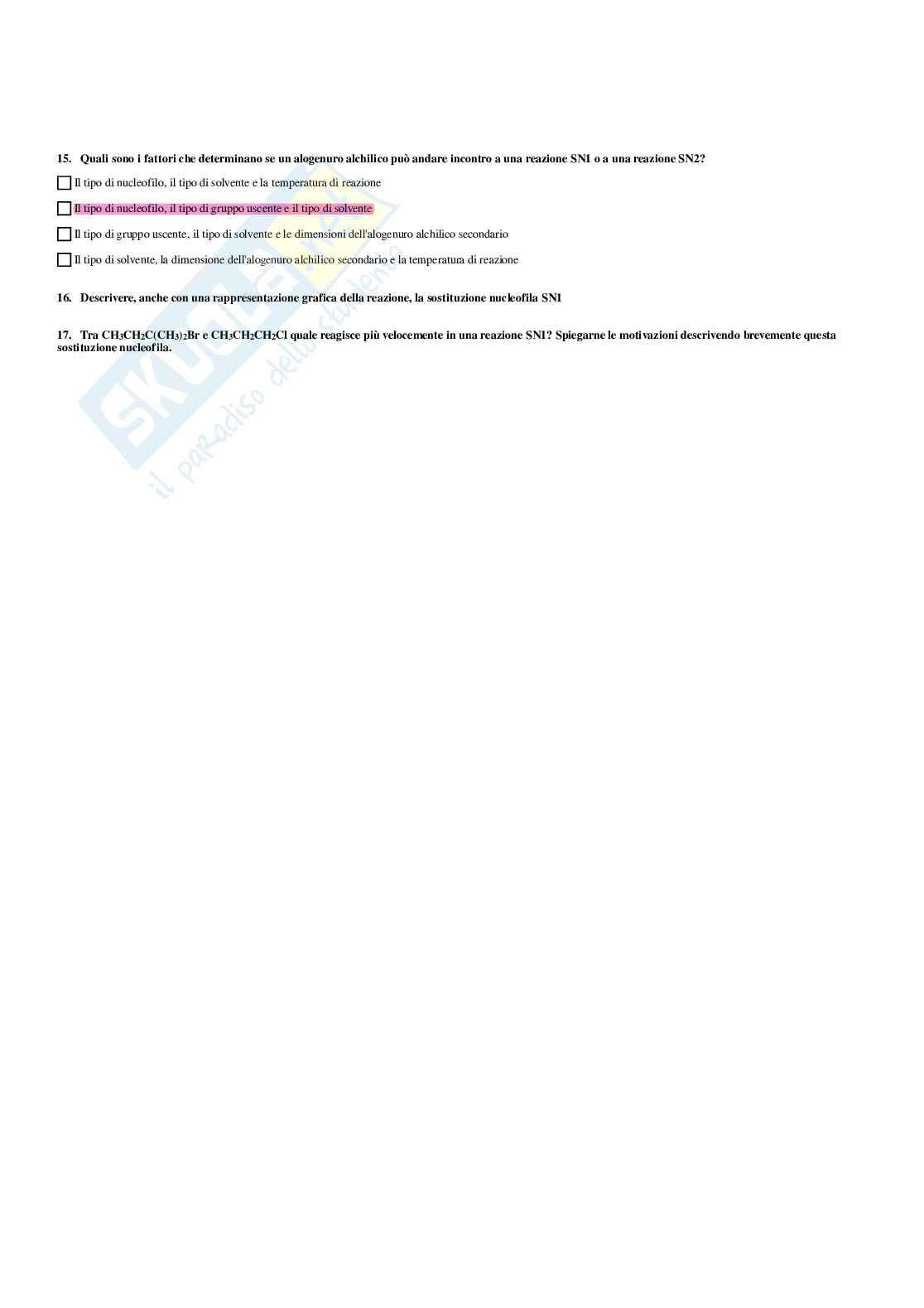 Paniere Chimica organica - Risposte multiple - aggiornato (2026) Pag. 36