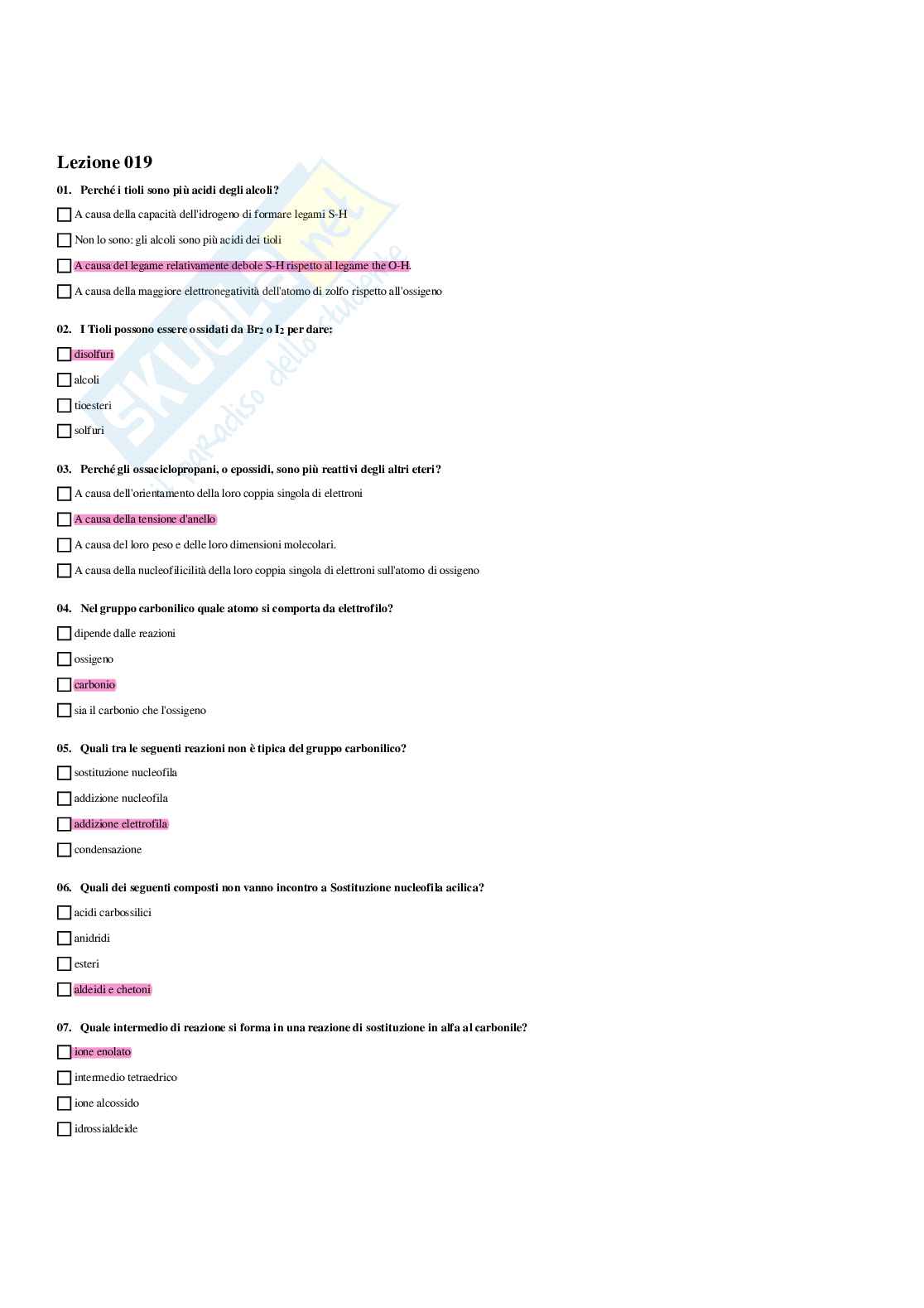 Paniere Chimica organica - Risposte multiple - aggiornato (2026) Pag. 41