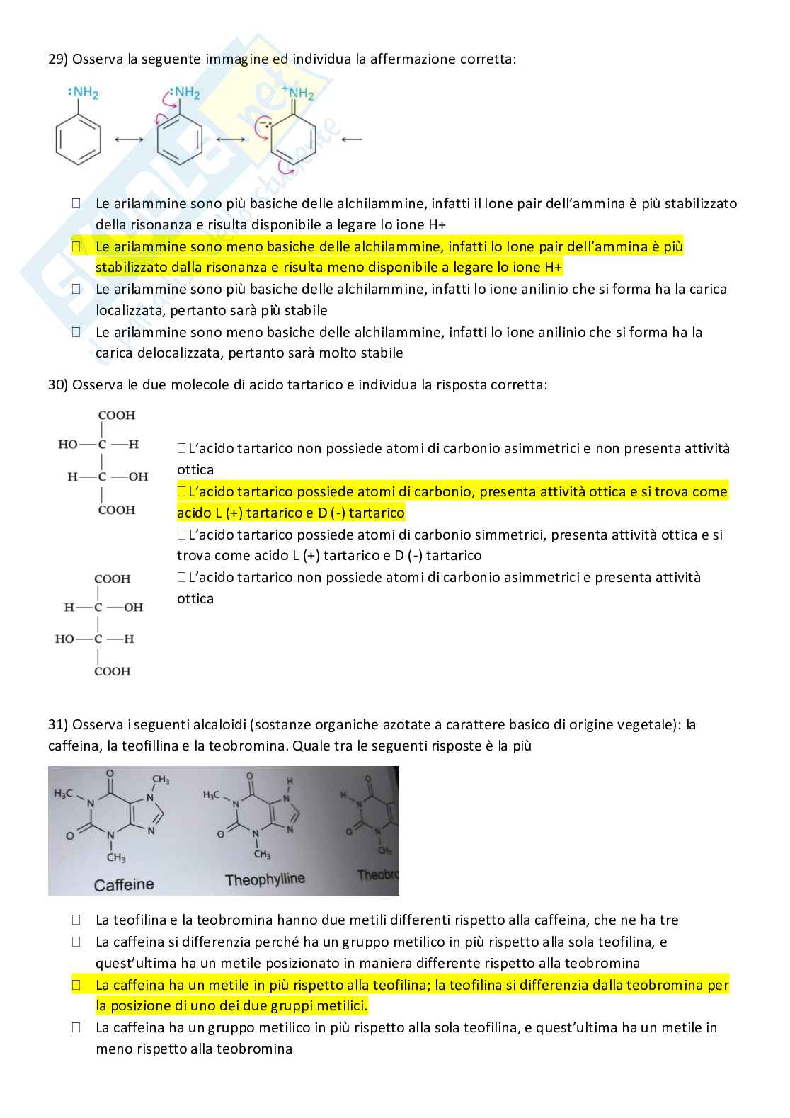 Paniere Chimica organica - Risposte multiple - aggiornato (2026) Pag. 91
