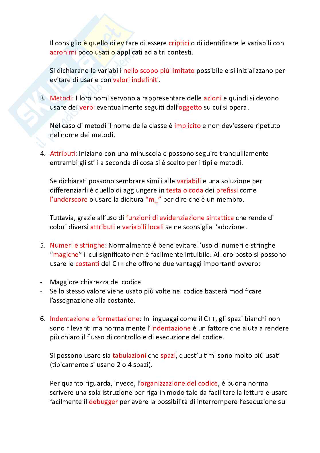 Appunti riassuntivi Programmazione (parte 7, factory e linee guida) Pag. 6