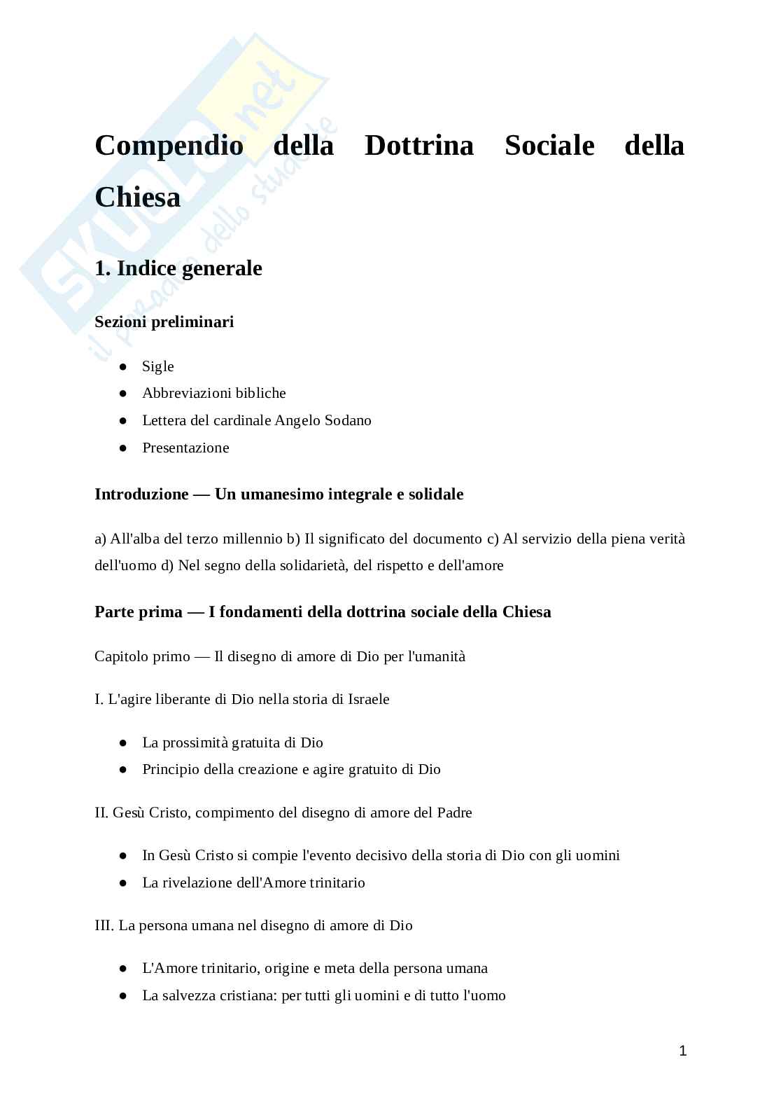 Compendio della dottrina sociale e della Chiesa Pag. 1