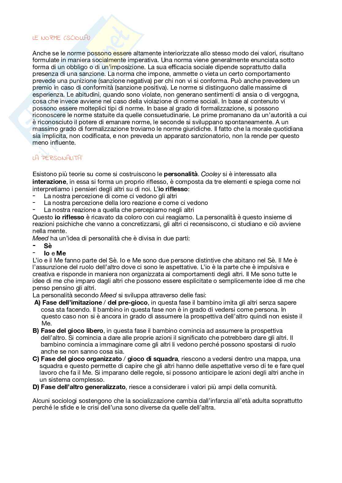 Riassunto esame Socializzazione e processi culturali , Prof. Giannini Lorenzo, libro consigliato Manuale di sociologia, Neil J. Smelser Pag. 6