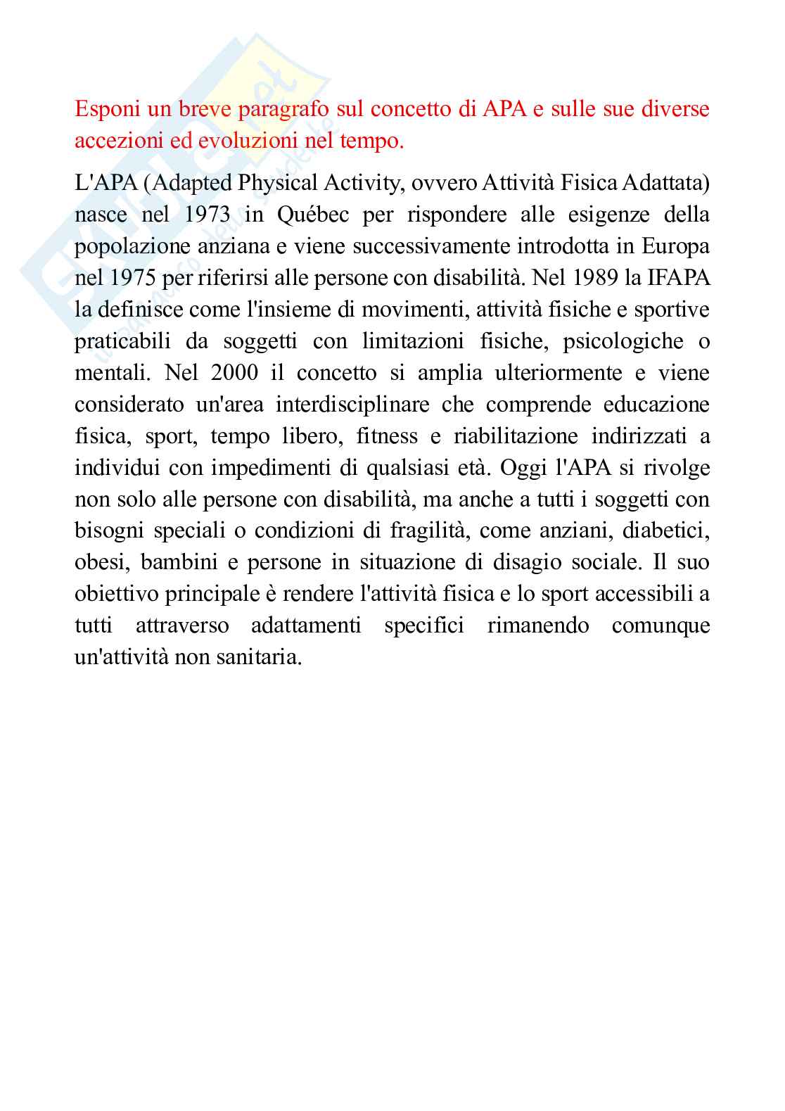 Risposte aperte materia Attività fisica adattata Pag. 21