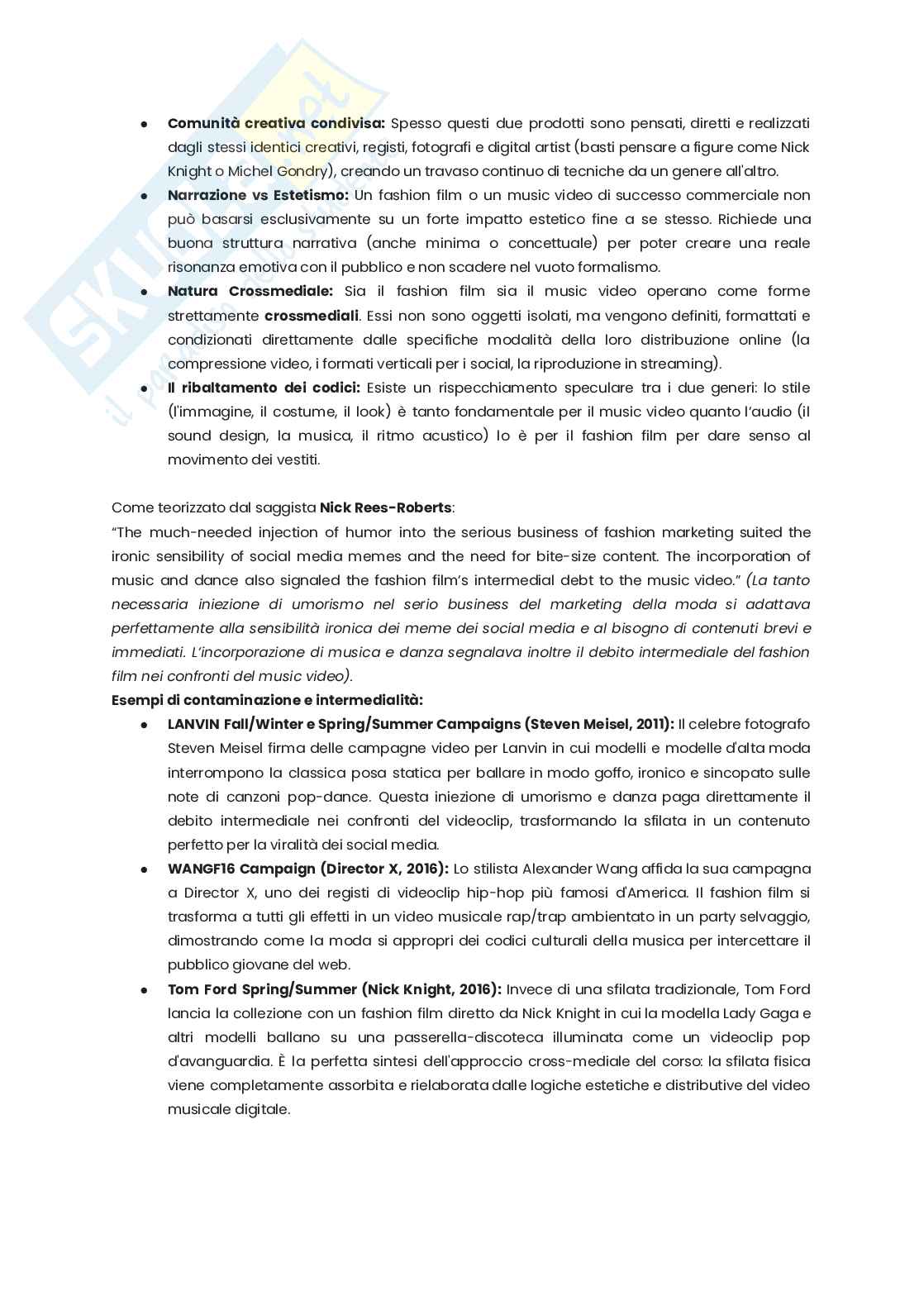 Riassunto esame New media, Prof. Gambari Olga, libro consigliato Fashion Film: Art and Advertising in the Digital Age, Rees, Roberts Pag. 26