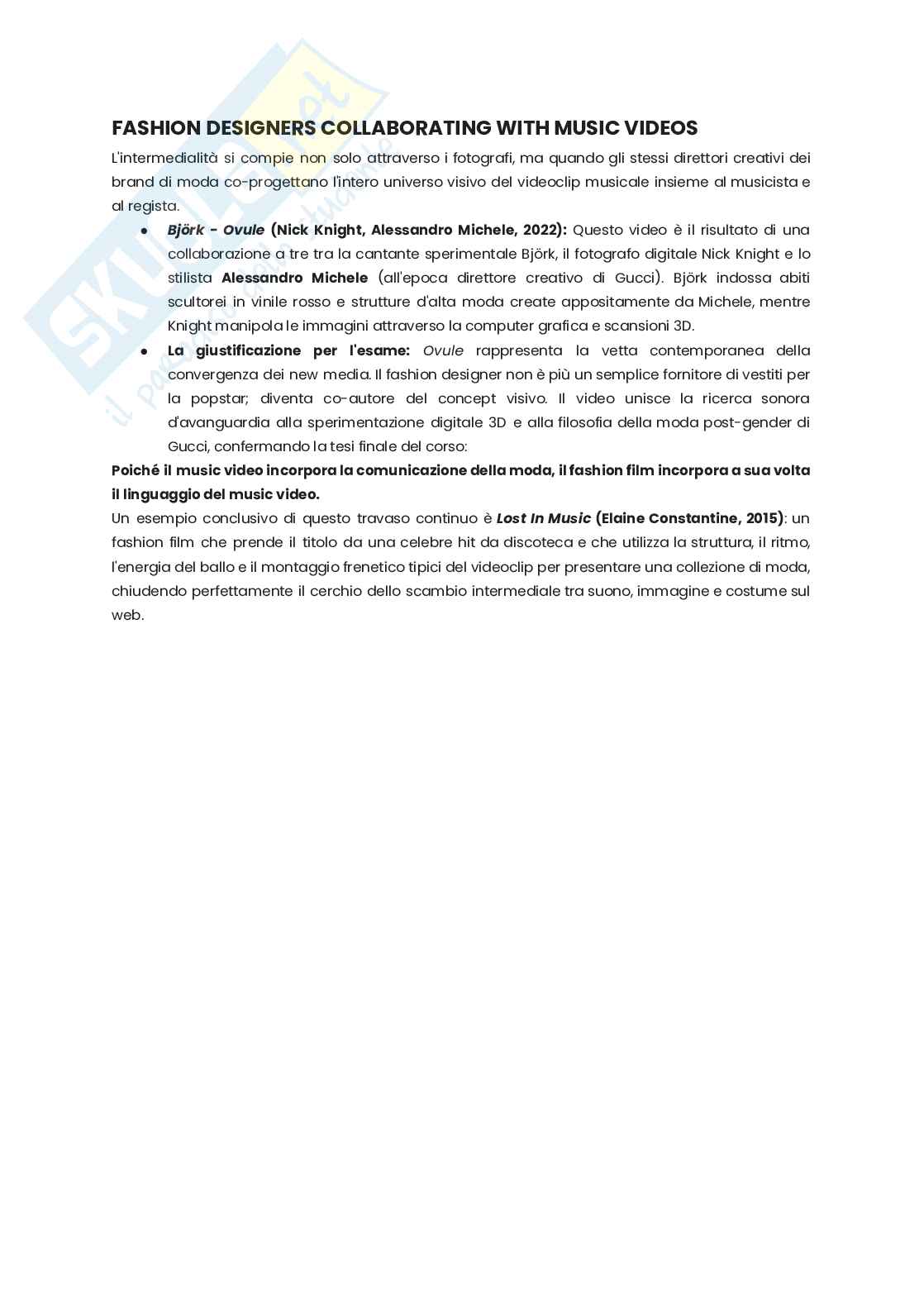 Riassunto esame New media, Prof. Gambari Olga, libro consigliato Fashion Film: Art and Advertising in the Digital Age, Rees, Roberts Pag. 31