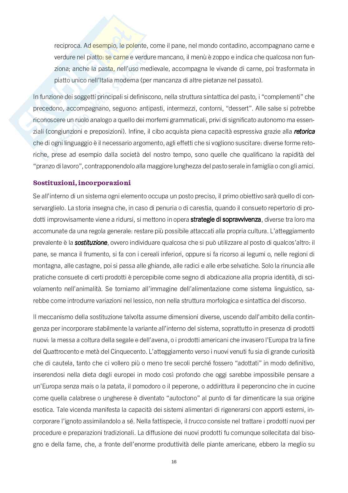 Riassunto esame Letturature comparate, Prof. Proietti Paolo, libro consigliato Il cibo come cultura, Massimo Montanari Pag. 16