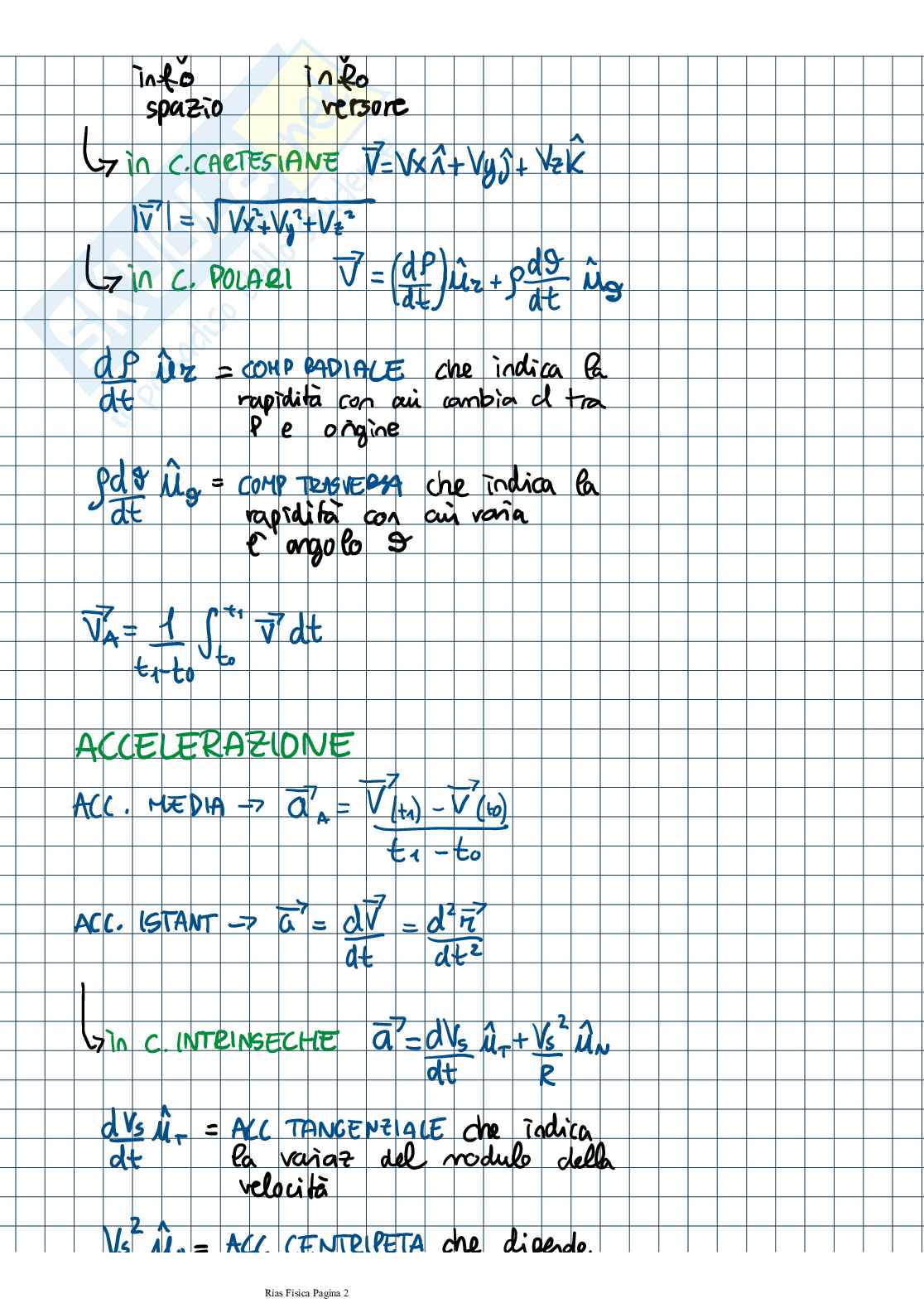 Appunti di Fisica I sulla parte di cinematica Pag. 2