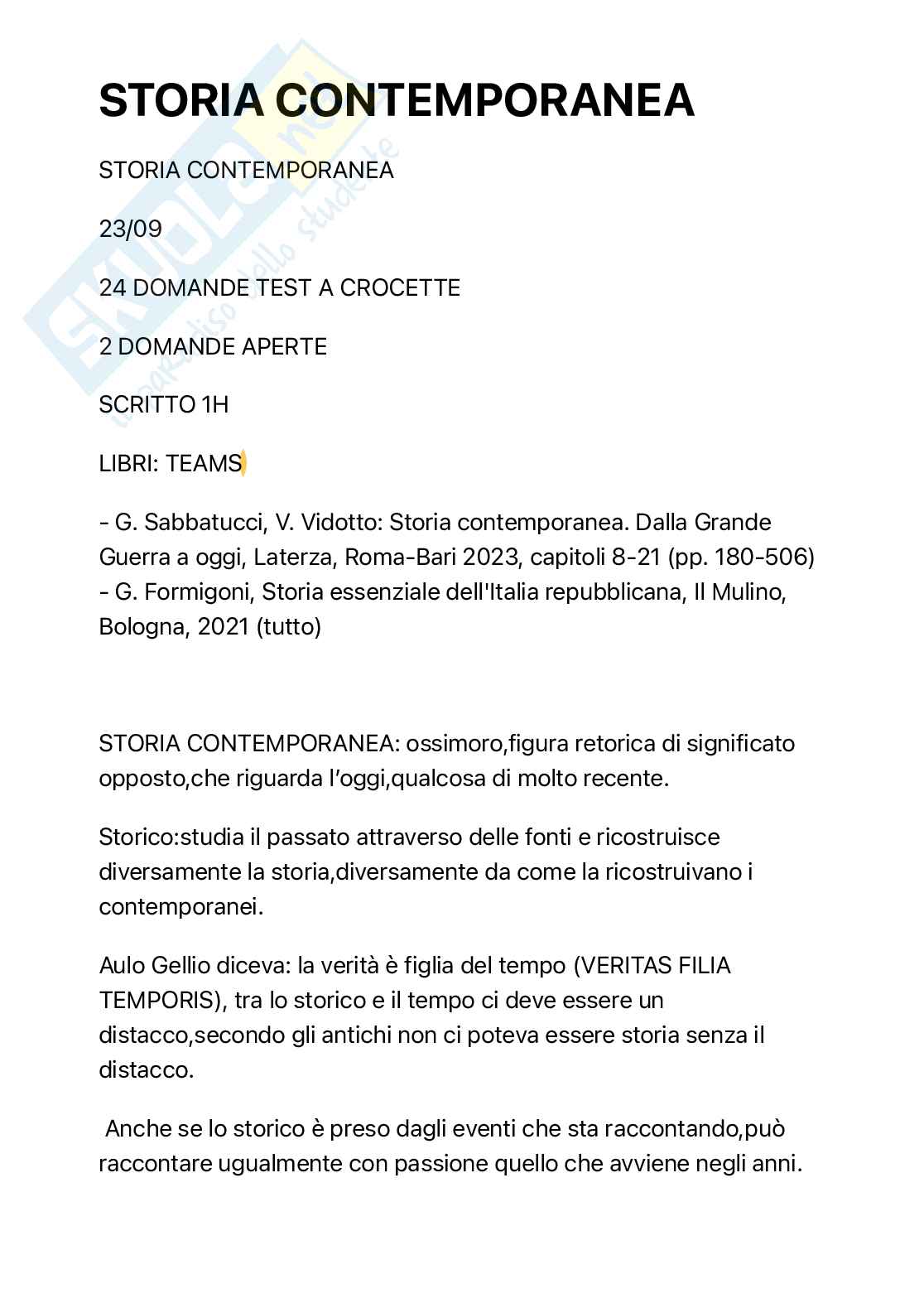 Storia contemporanea  Pag. 1