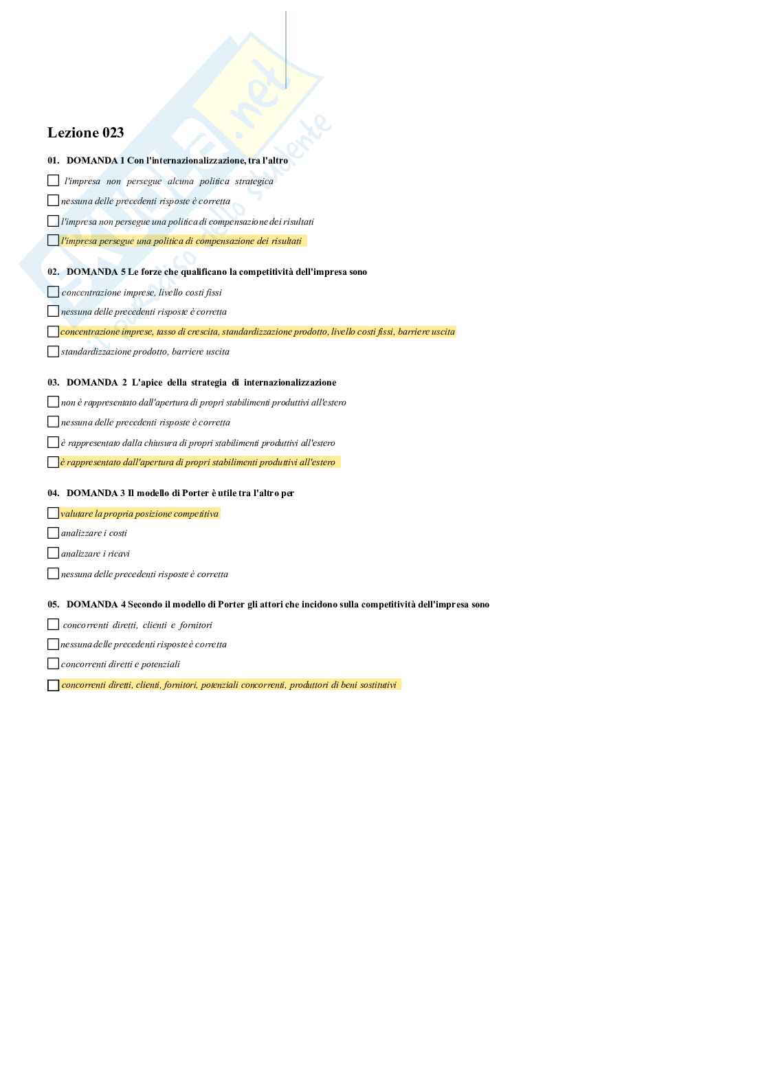 Paniere Gestione delle imprese e marketing Pag. 31