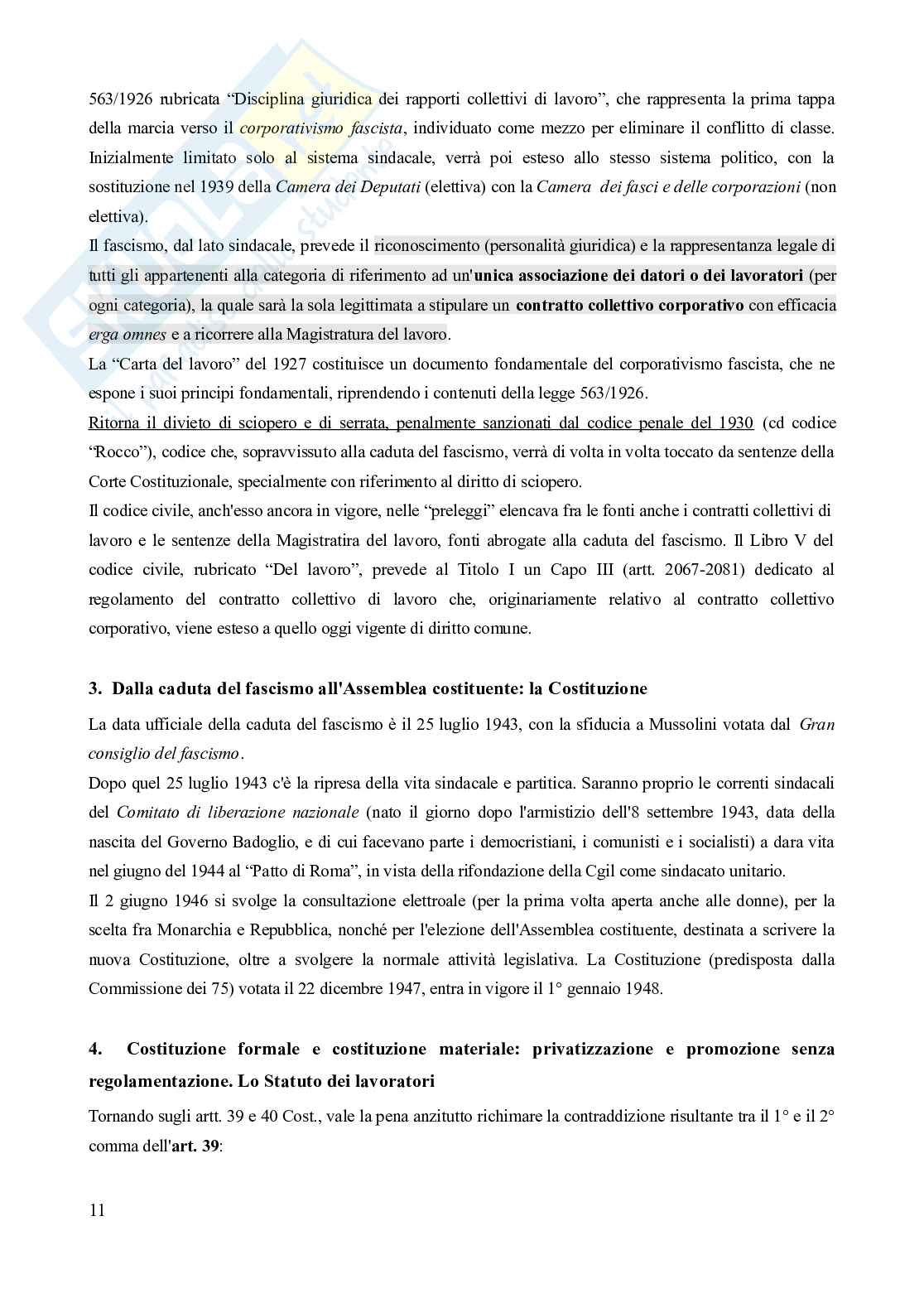 Riassunto esame Diritto del lavoro, Prof. Carinci Maria Teresa, libro consigliato Diritto del lavoro - Vol. 1 (8^edizione) + vol. 2 (10^edizione), Carinci, De Luca Tamajo, Tosi, Treu Pag. 11