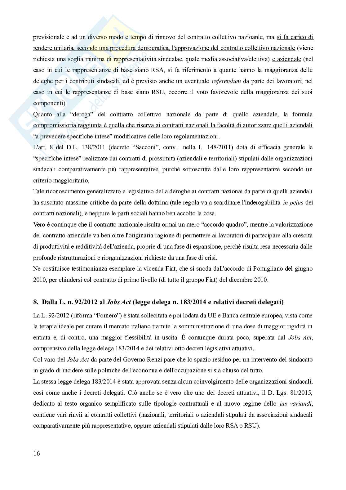 Riassunto esame Diritto del lavoro, Prof. Carinci Maria Teresa, libro consigliato Diritto del lavoro - Vol. 1 (8^edizione) + vol. 2 (10^edizione), Carinci, De Luca Tamajo, Tosi, Treu Pag. 16