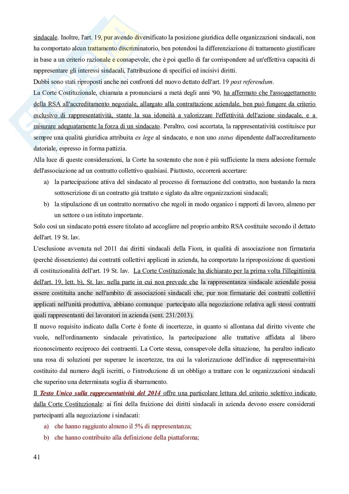 Riassunto esame Diritto del lavoro, Prof. Carinci Maria Teresa, libro consigliato Diritto del lavoro - Vol. 1 (8^edizione) + vol. 2 (10^edizione), Carinci, De Luca Tamajo, Tosi, Treu Pag. 41
