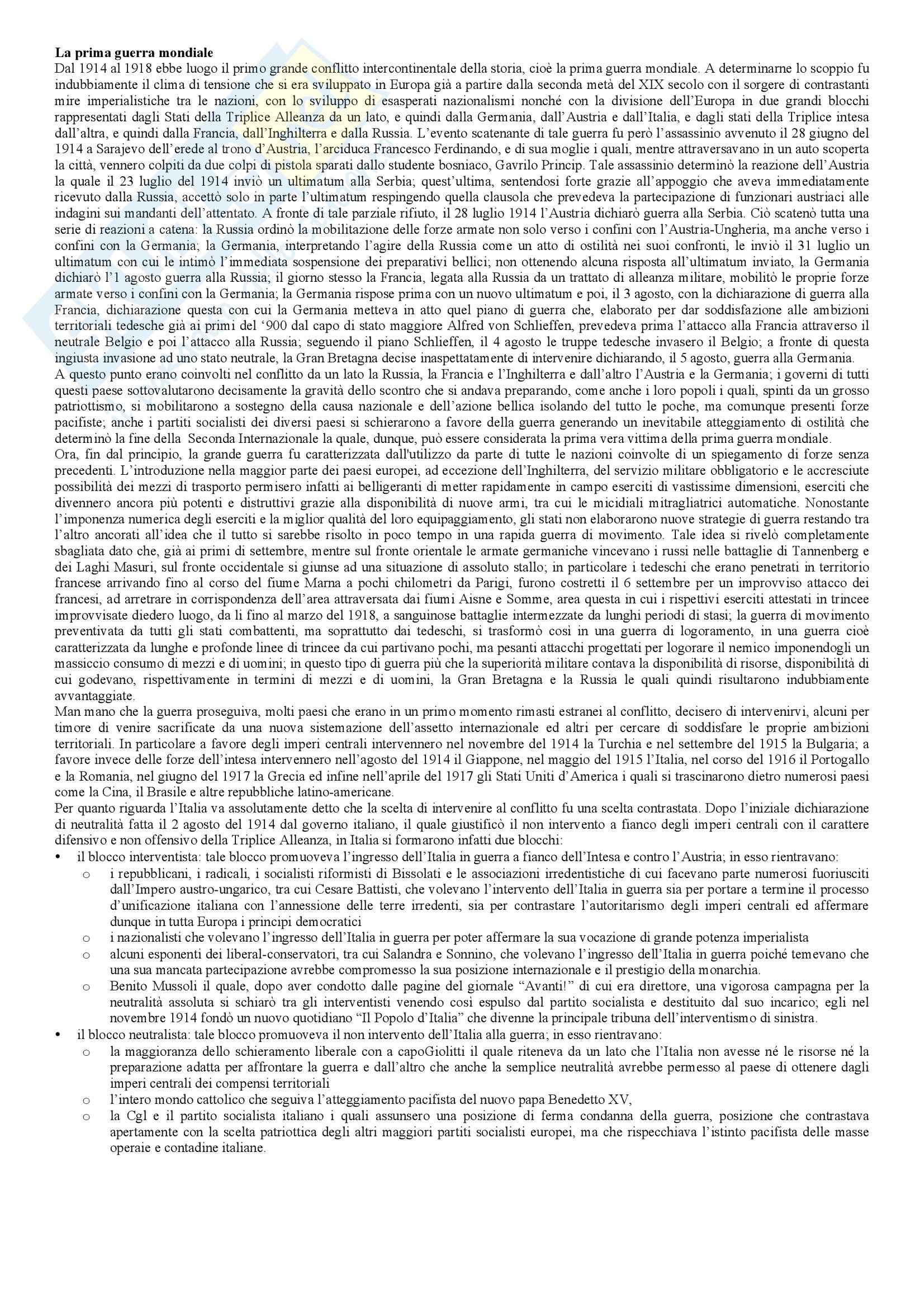 Riassunto esame Storia Contemporanea, prof. Berardi, libro consigliato Storia Contemporanea: il 900, Sabbatucci, Vidotto Pag. 1