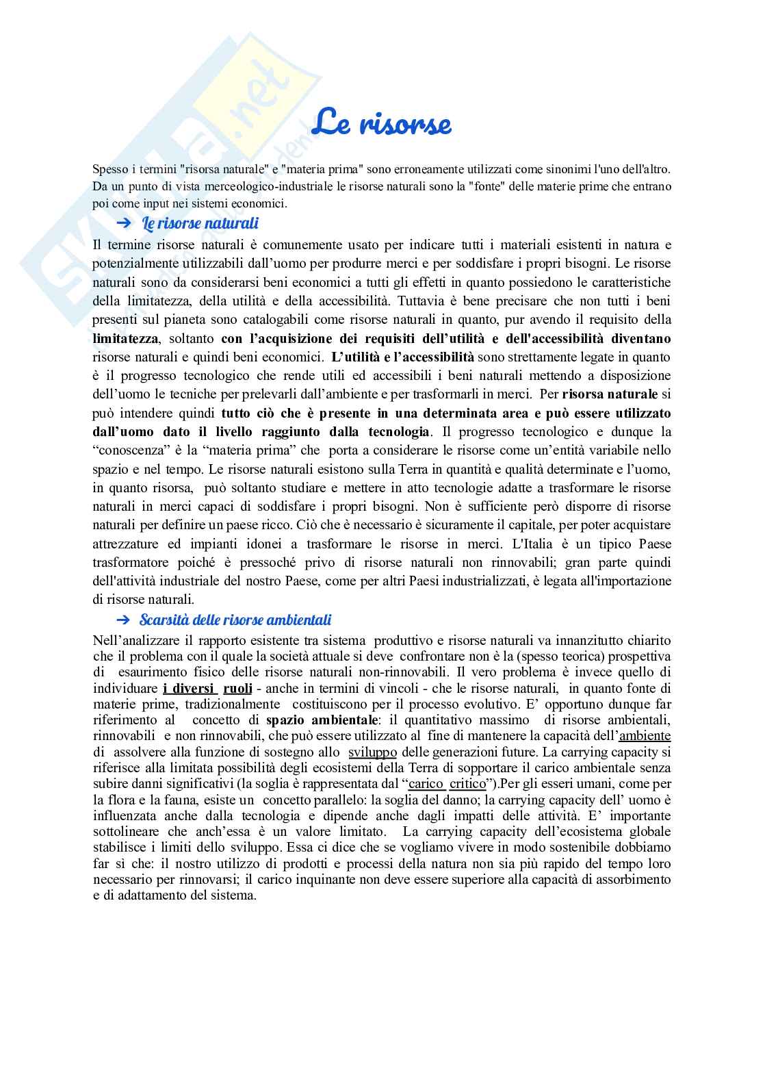 Risorse - Tecnologia dei cicli produttivi Pag. 1