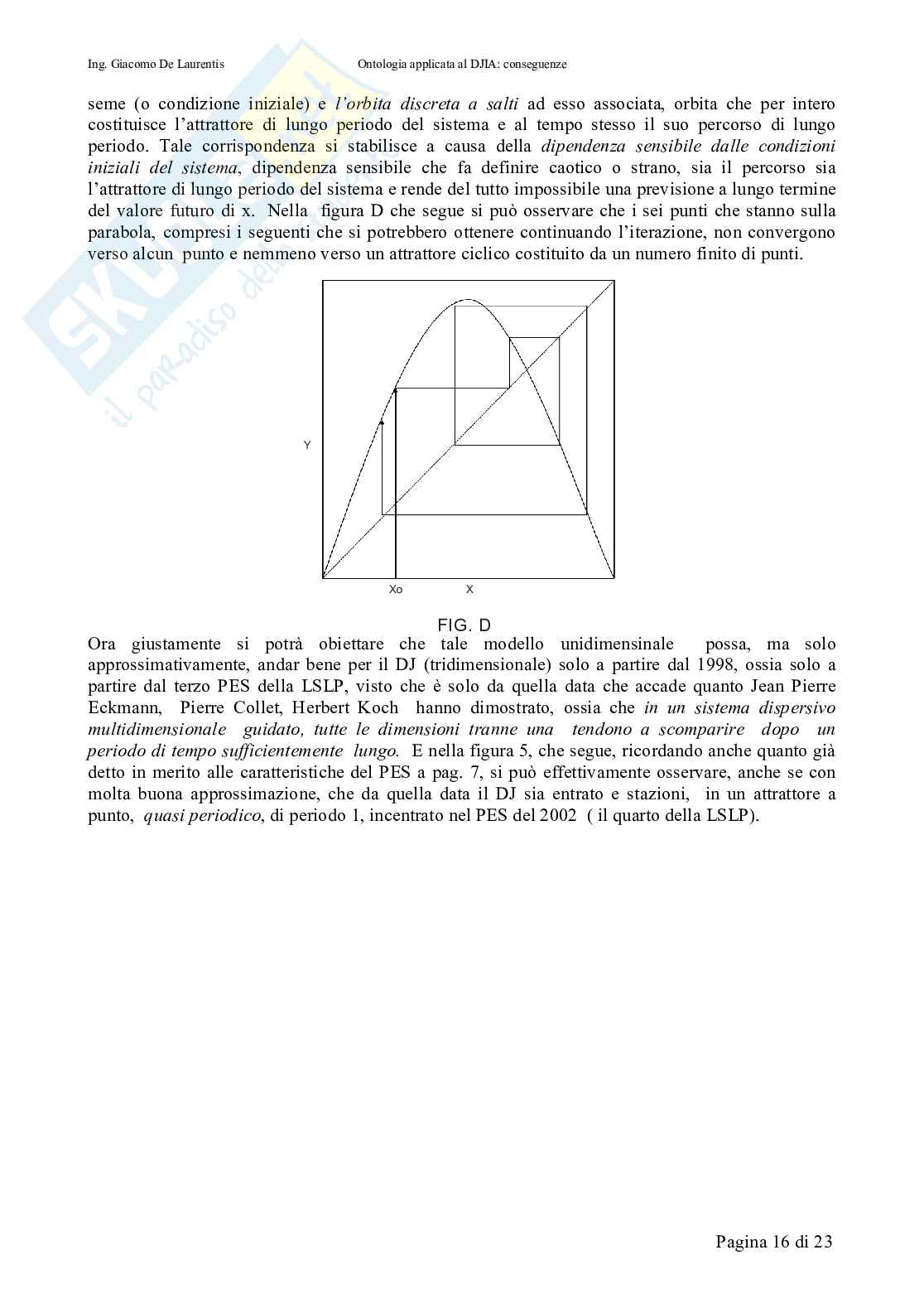 Ontologia applicata al DJIA: implicazioni e conseguenze delle caratteristiche caotiche e non lineari del sistema. Pag. 16