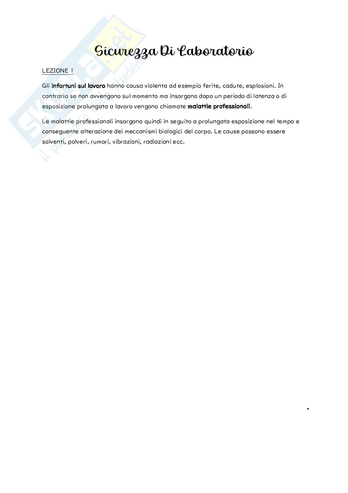 Sicurezza di laboratorio  Pag. 1