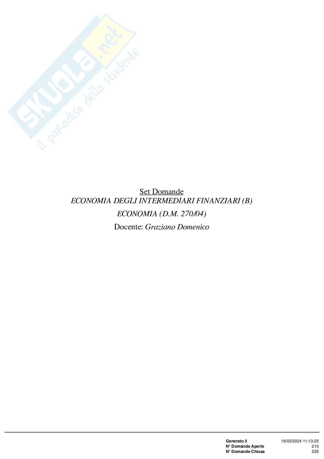 Soluzioni crocette Economia degli intermediari finanziari (B)   Pag. 1
