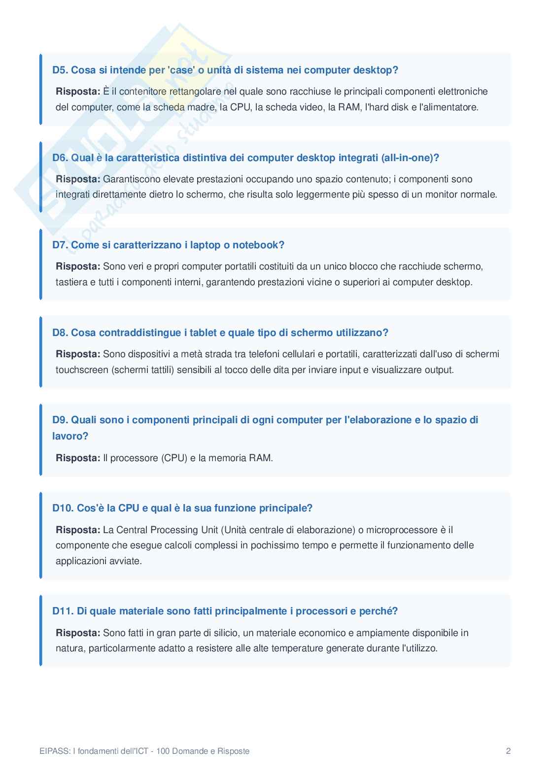 Domande e Risposte EIPASS User 6.0 – File Unico Completo Pag. 2
