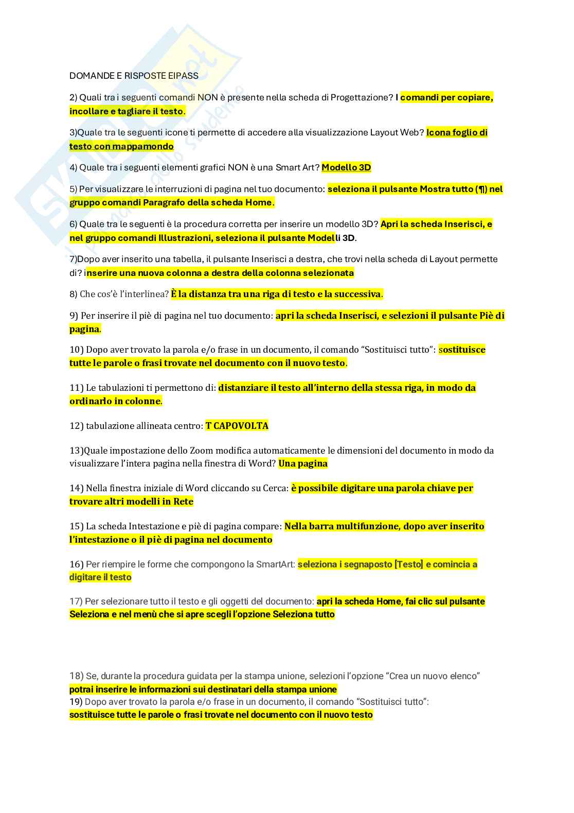 Domande e Risposte EIPASS User 6.0 – File Unico Completo Pag. 46