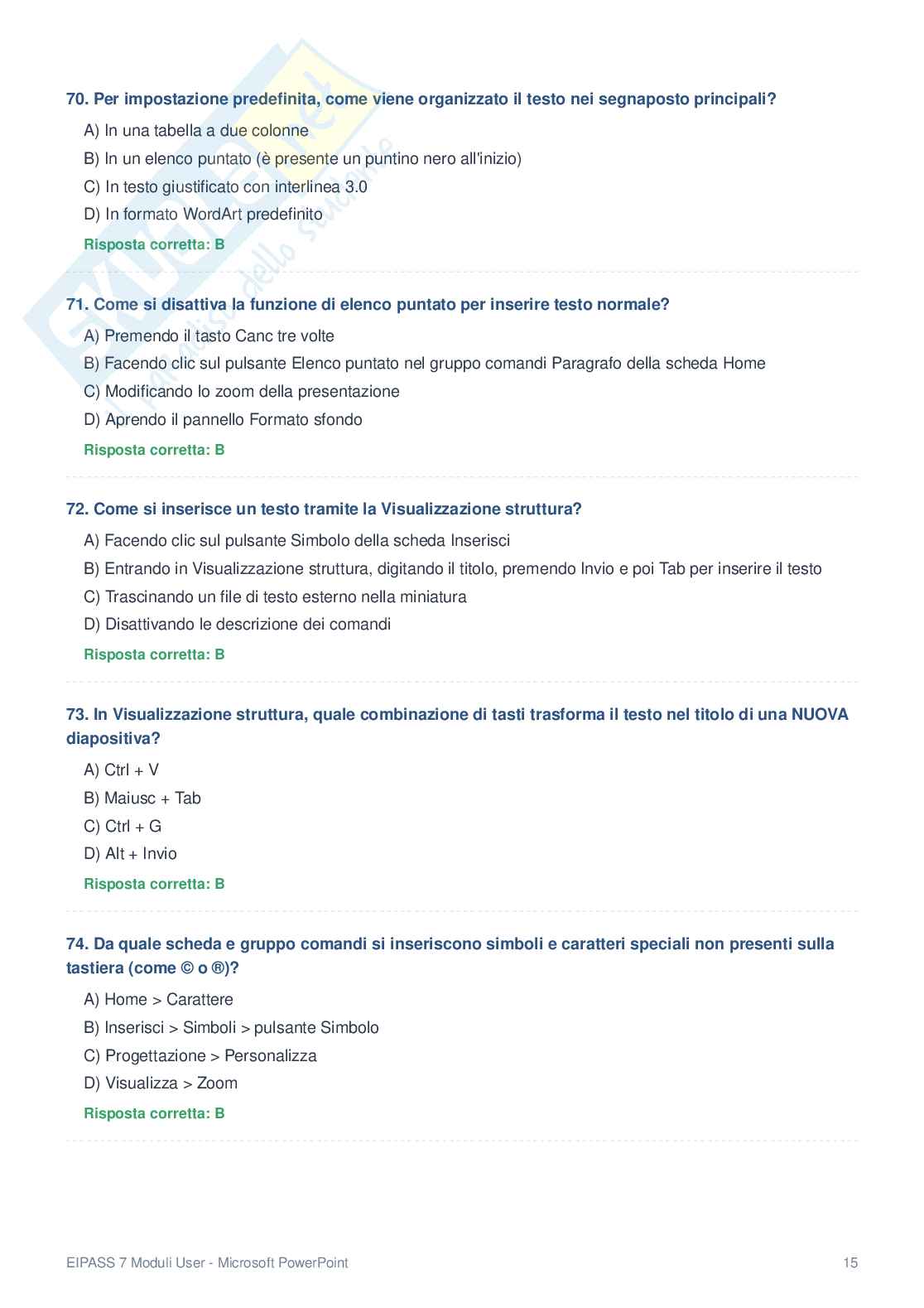 Domande e Risposte EIPASS User 6.0 – File Unico Completo Pag. 76