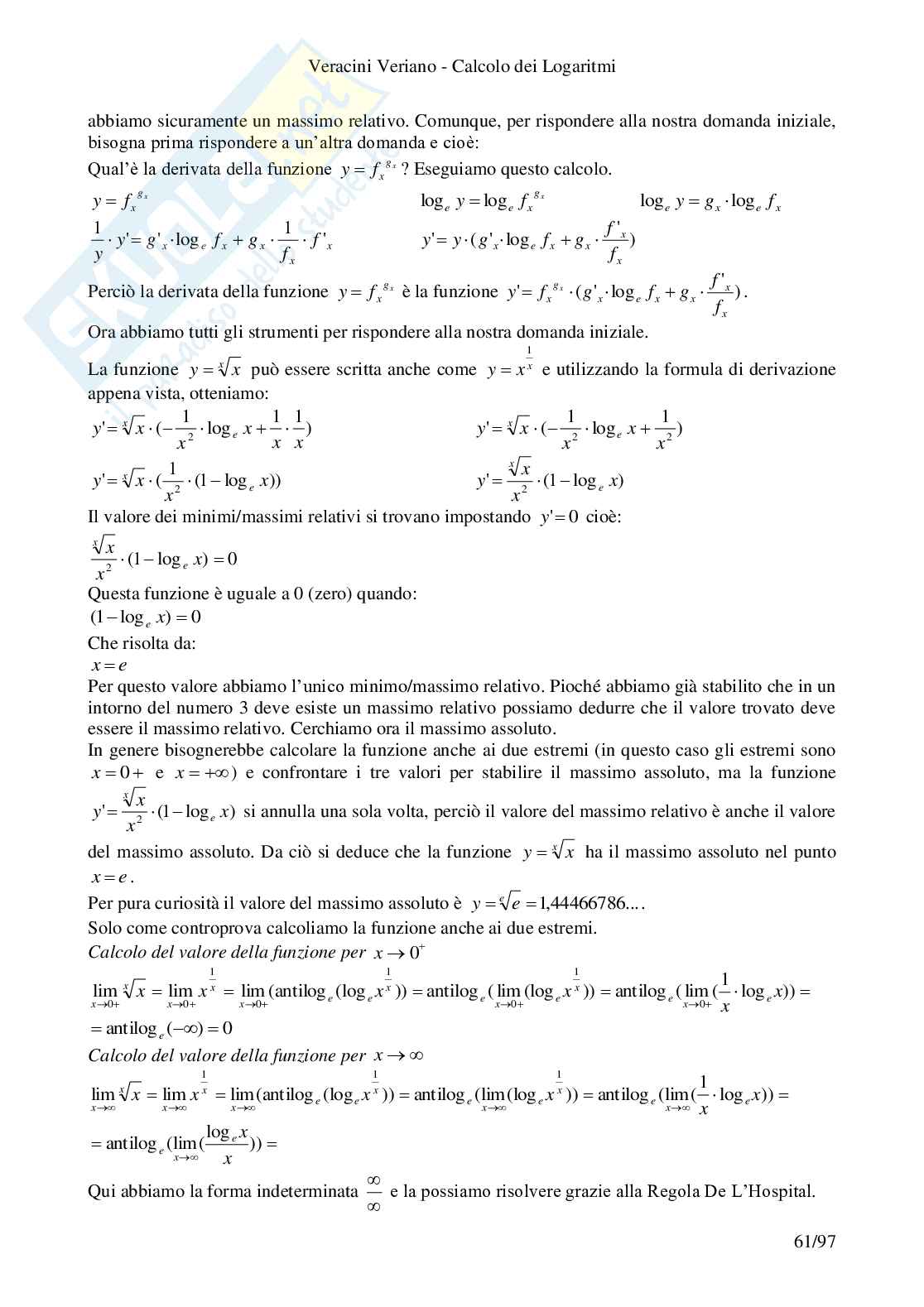 I logaritmi Pag. 61