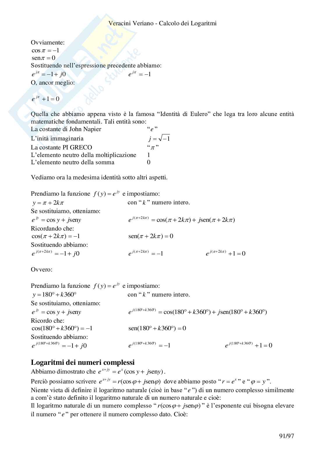 I logaritmi Pag. 91