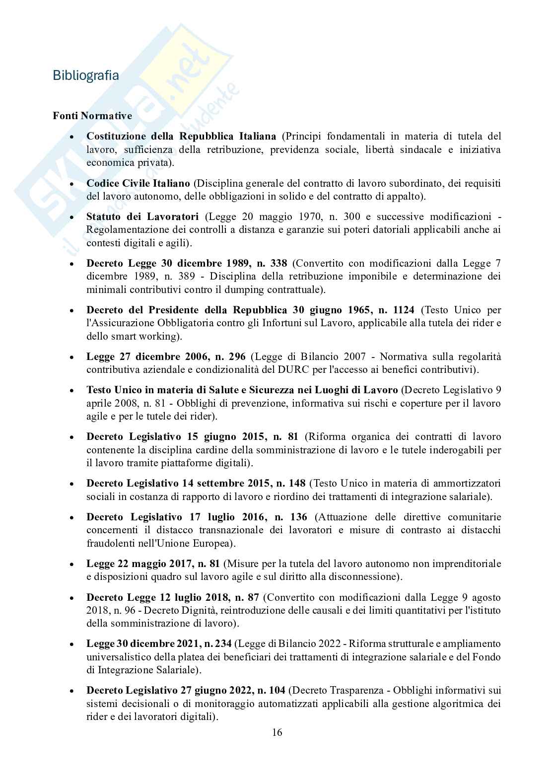 Simulazione di esercitazione per esame stato abilitazione consulenti lavoro - temi svolti prova scritta di diritto del lavoro e legislazione sociale - Temi da 1 a 6 Pag. 16
