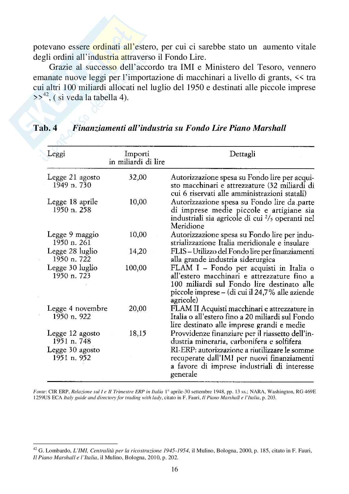 Aiuti del Piano Marshall in Italia: focus sulla regione Puglia Pag. 16