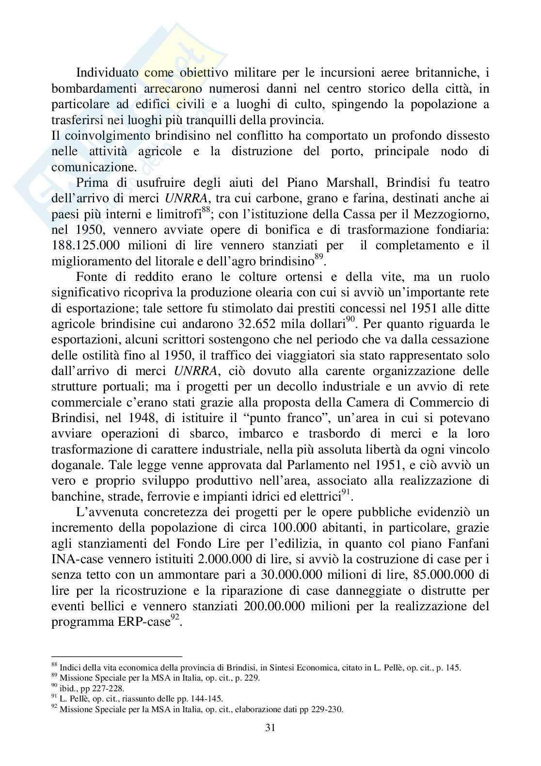 Aiuti del Piano Marshall in Italia: focus sulla regione Puglia Pag. 31