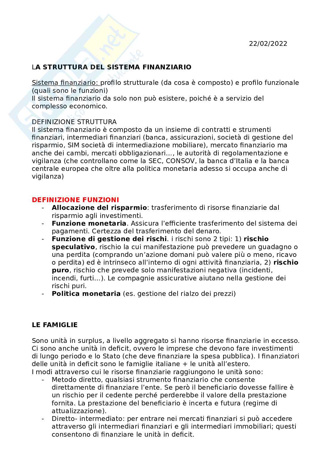 Appunti lezione Economia e gestione della banca  Pag. 1
