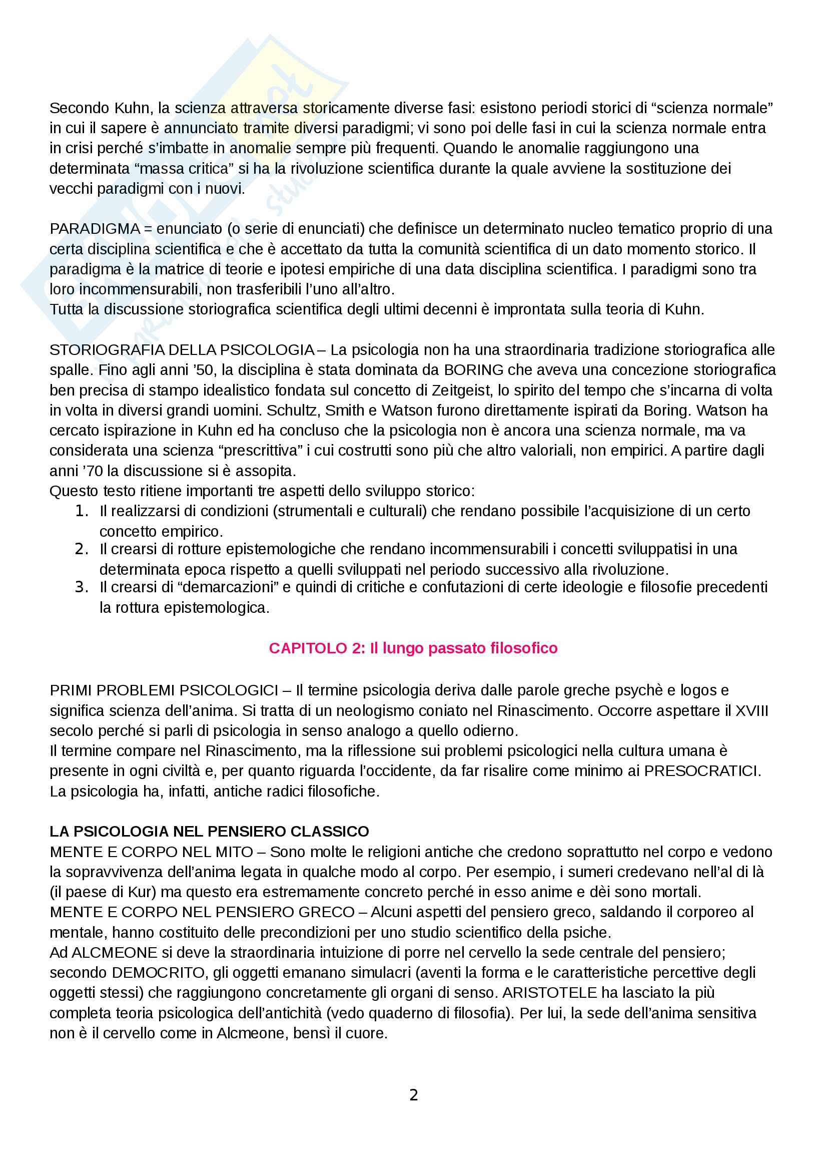 Riassunto esame Storia della Psicologia, prof. Tirassa, libro consigliato La Psicologia: un Profilo Storico, Luccio Pag. 2