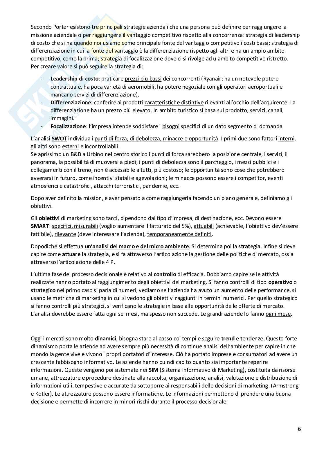 Marketing e comunicazione dell'impresa turistica - Appunti completi per esame Pag. 6