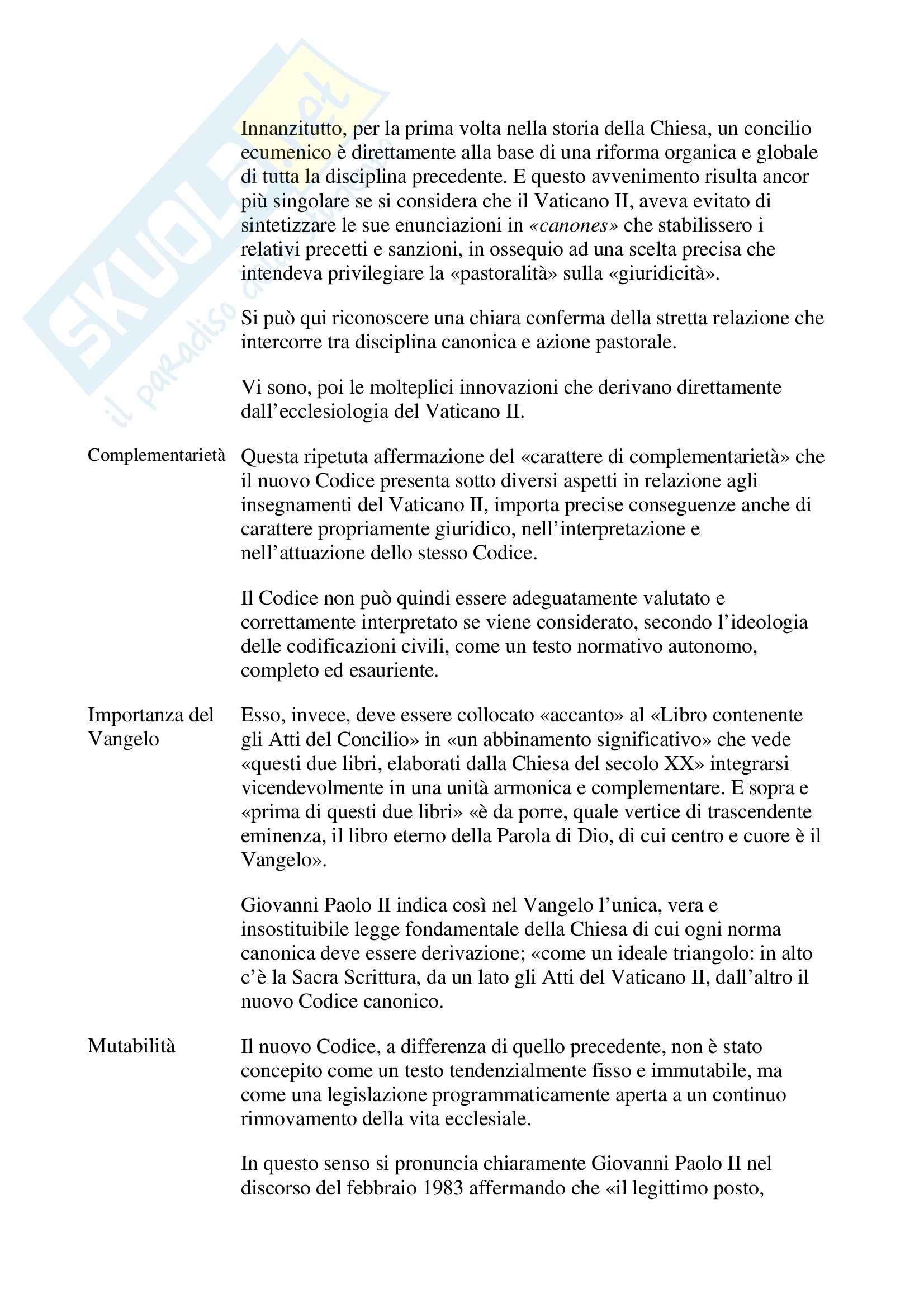 Riassunto esame Diritto canonico, prof. Mantuano, libro consigliato Le basi del diritto canonico, Feliciani Pag. 26
