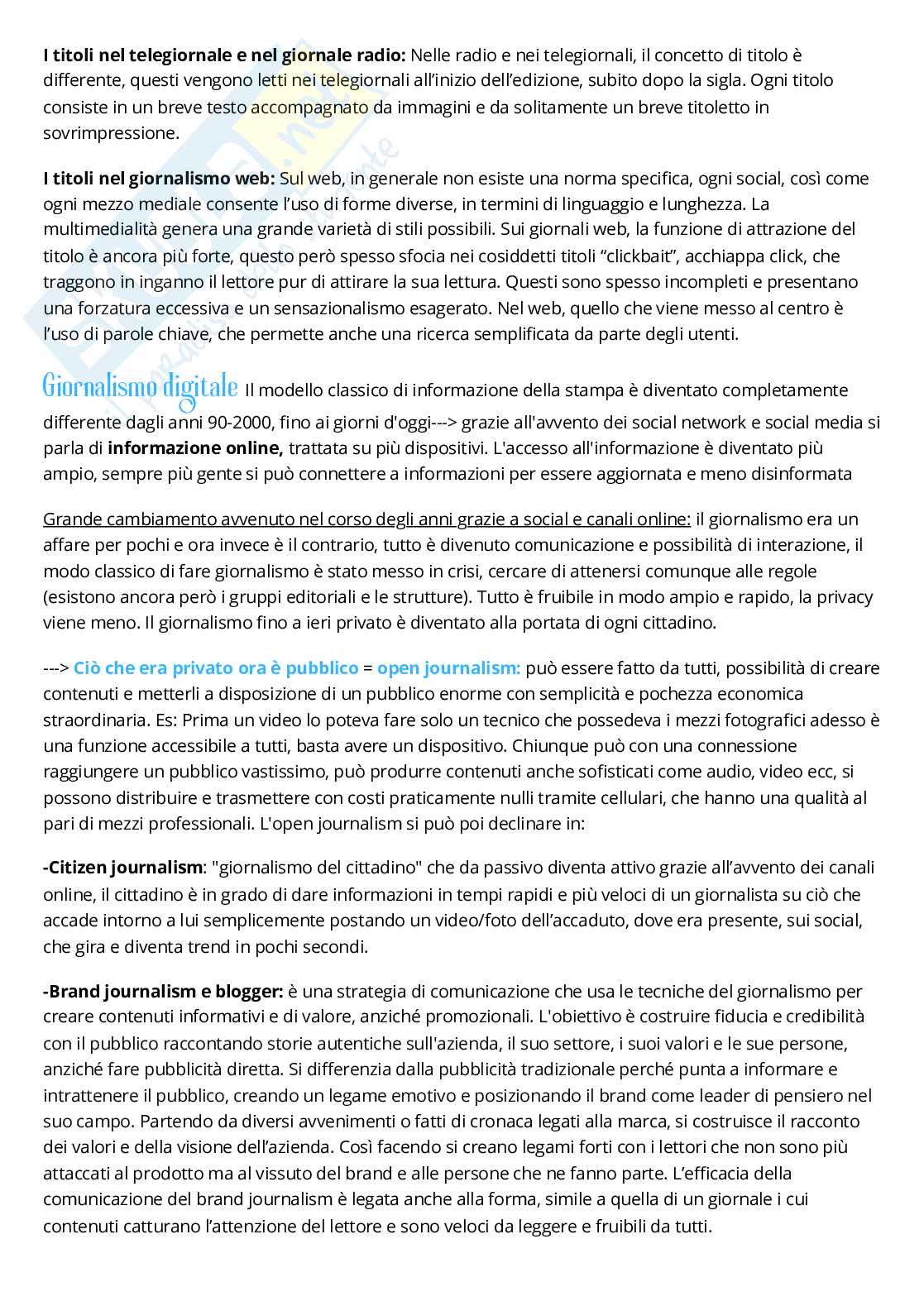 Teorie e tecniche del linguaggio giornalistico primo e secondo semestre Pag. 6