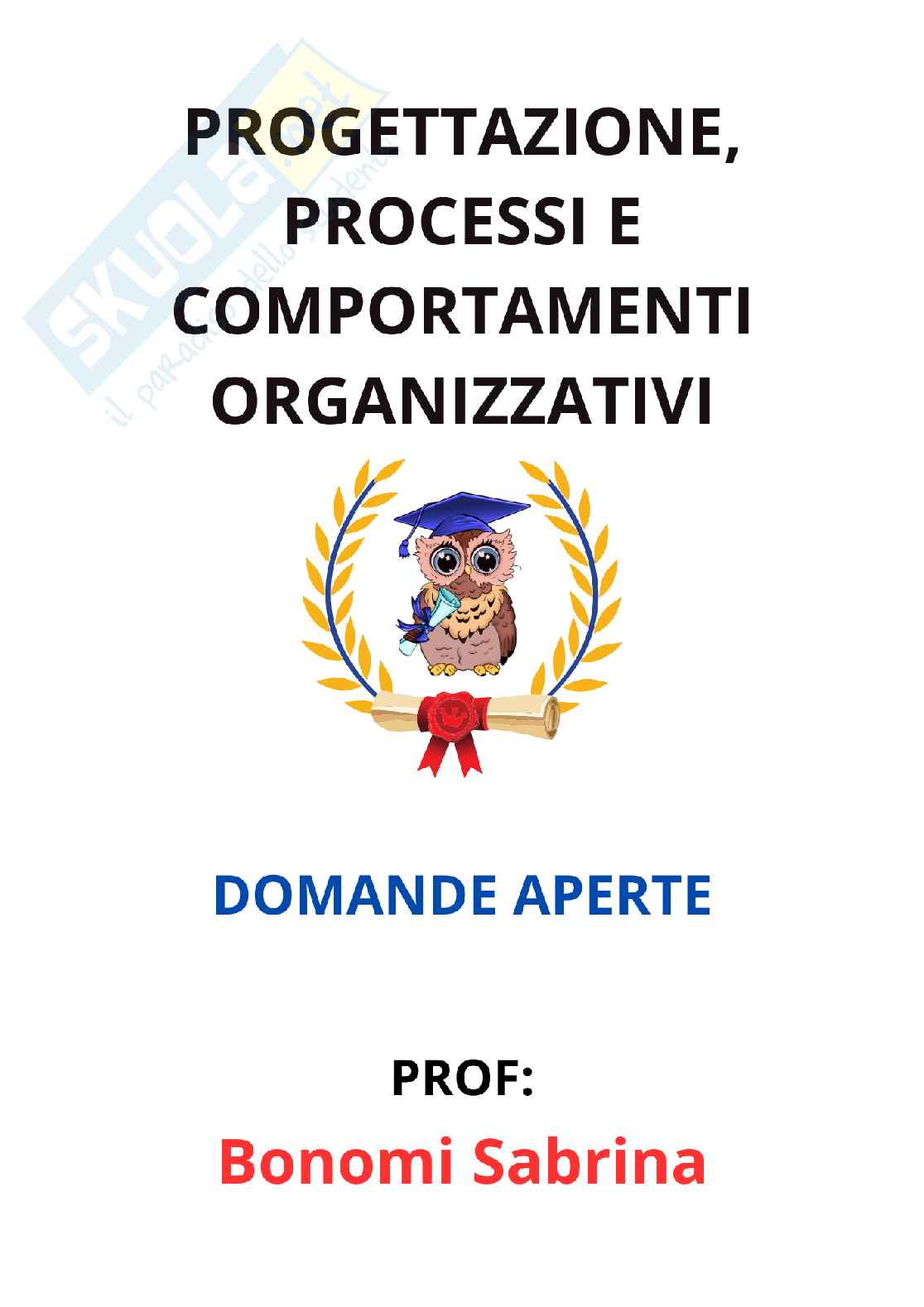 Paniere Progettazione, processi e comportamenti organizzativi - Risposte aperte - aggiornato (2026) Pag. 1