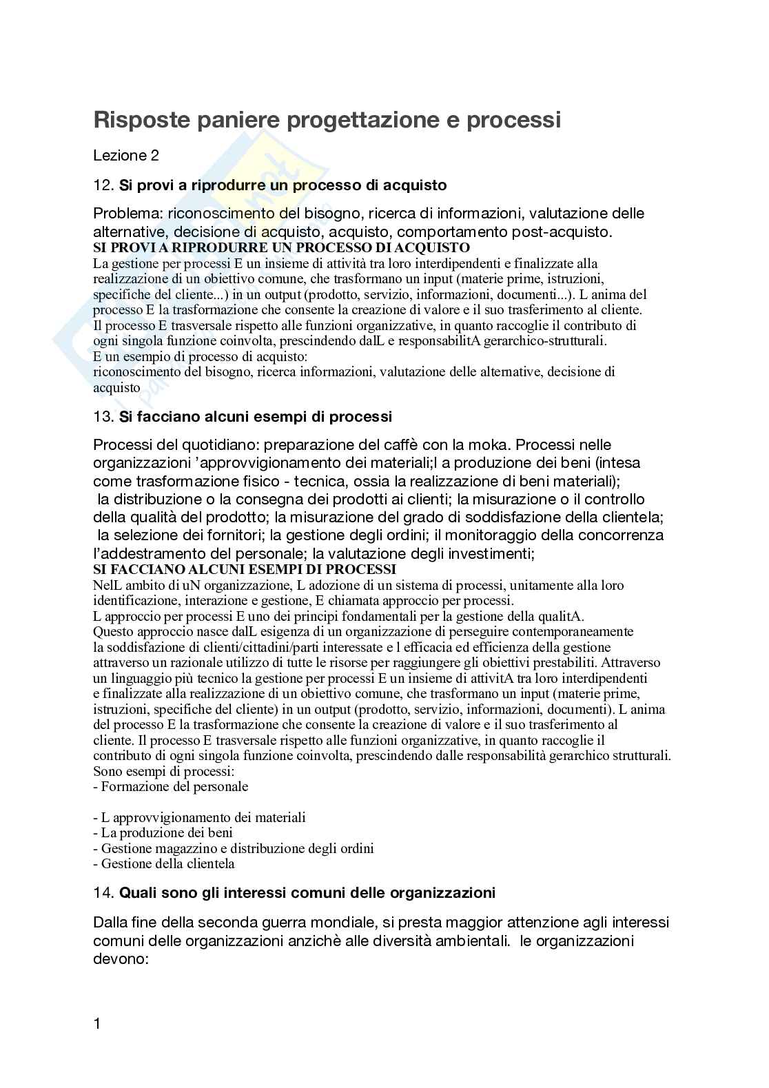 Paniere Progettazione, processi e comportamenti organizzativi - Risposte aperte - aggiornato (2026) Pag. 2