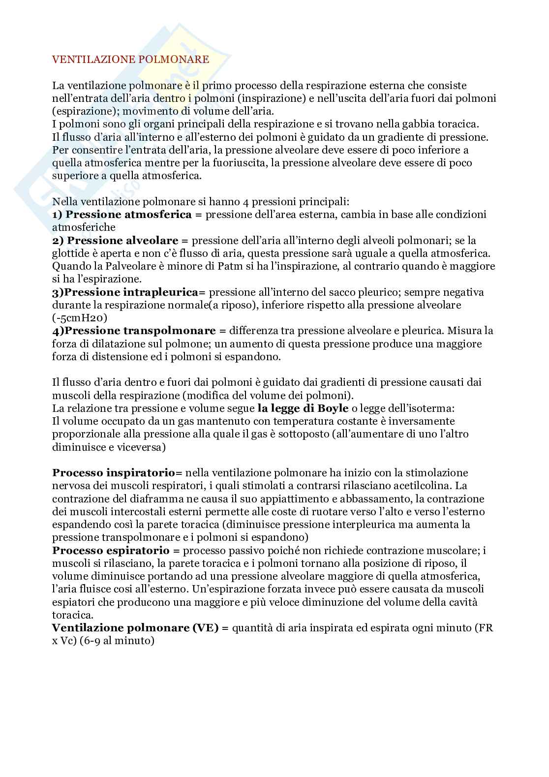 Ventilazione polmonare  Pag. 1
